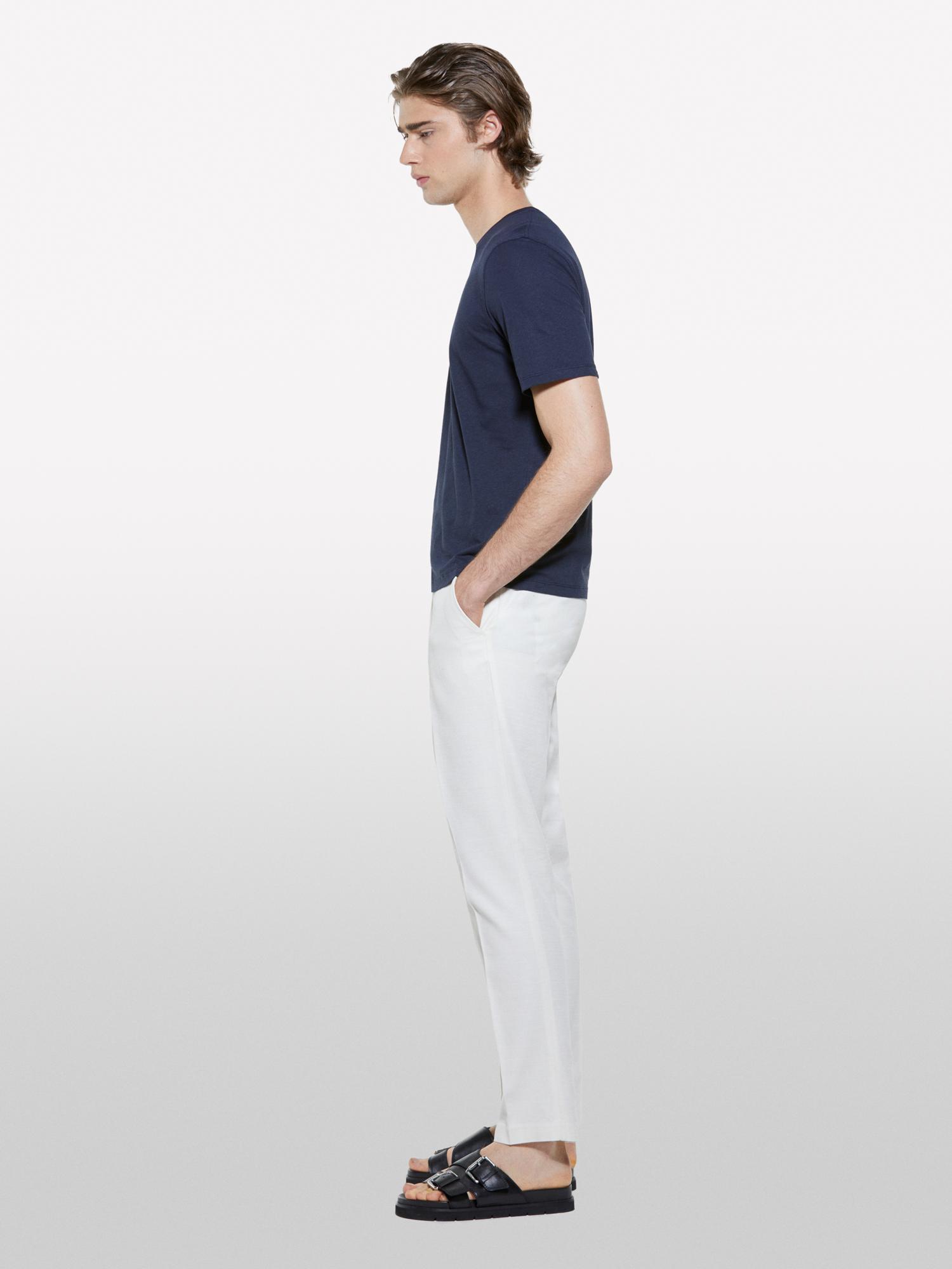 Erkek Açık Krem %100 Pamuk Slim Comfort Fit Chino Pantolon