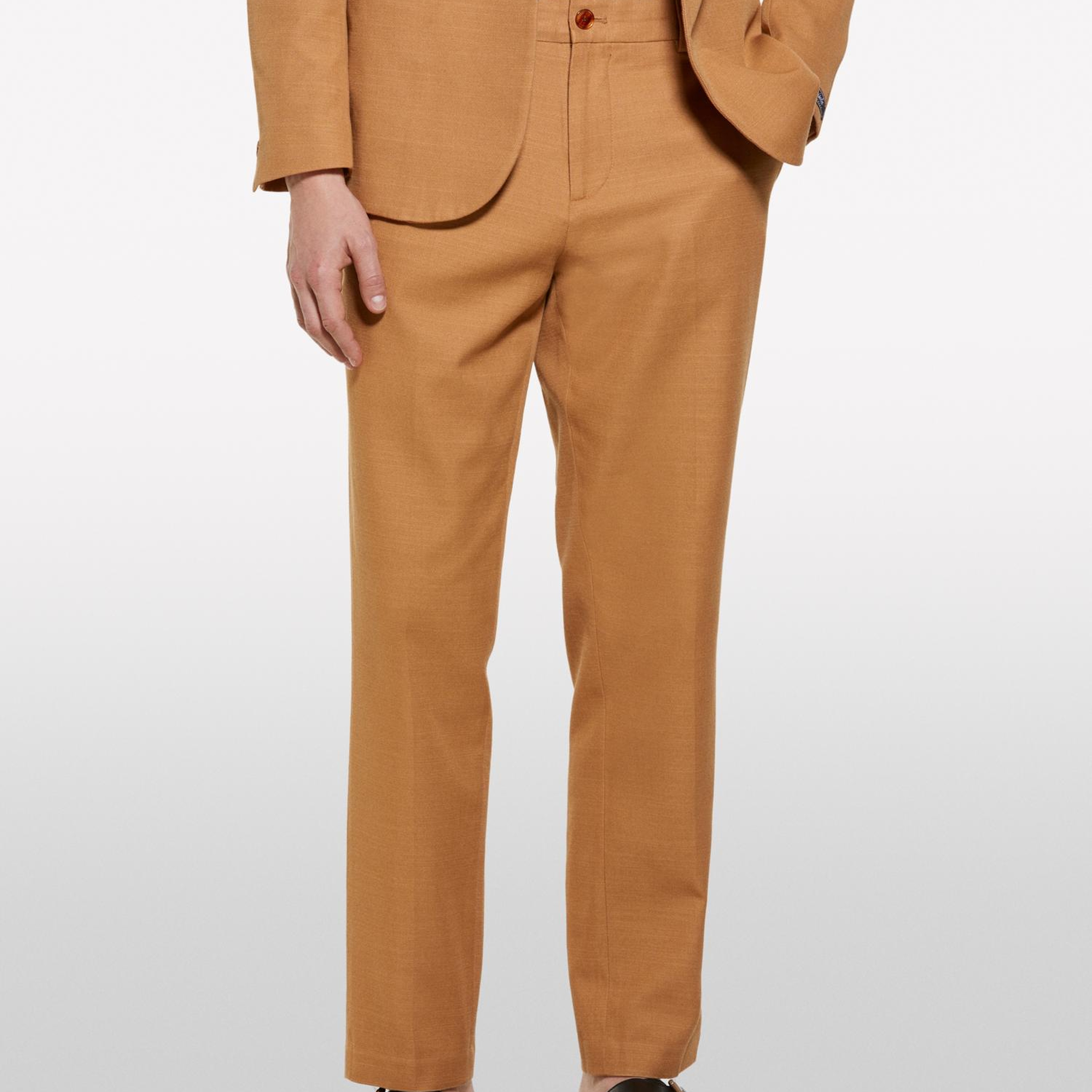 Erkek Taba %100 Pamuk Slim Comfort Fit Chino Pantolon