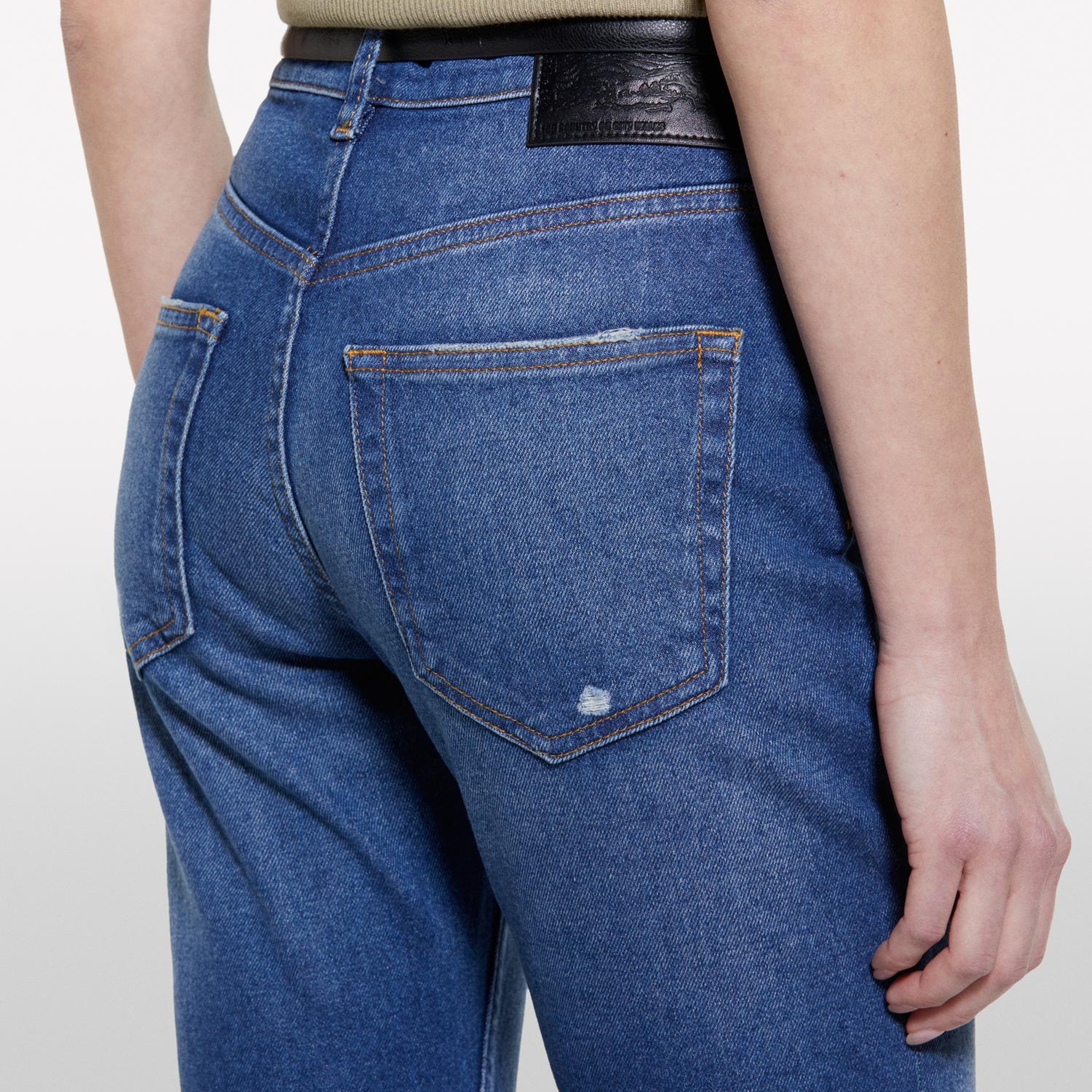 Kadın Koyu Denim Pamuk Karışımlı Normal Bel Denim Pantolon