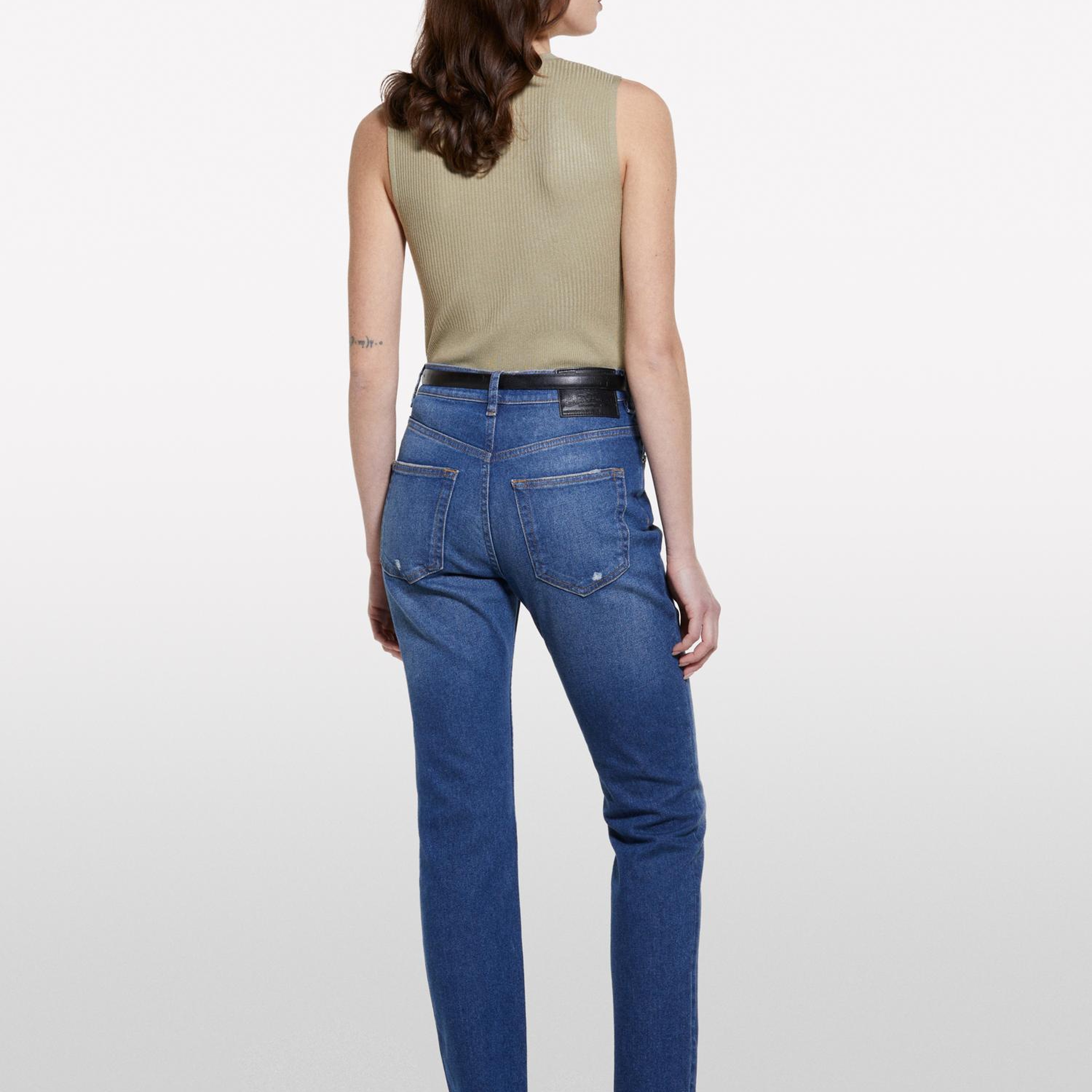 Kadın Koyu Denim Pamuk Karışımlı Normal Bel Denim Pantolon