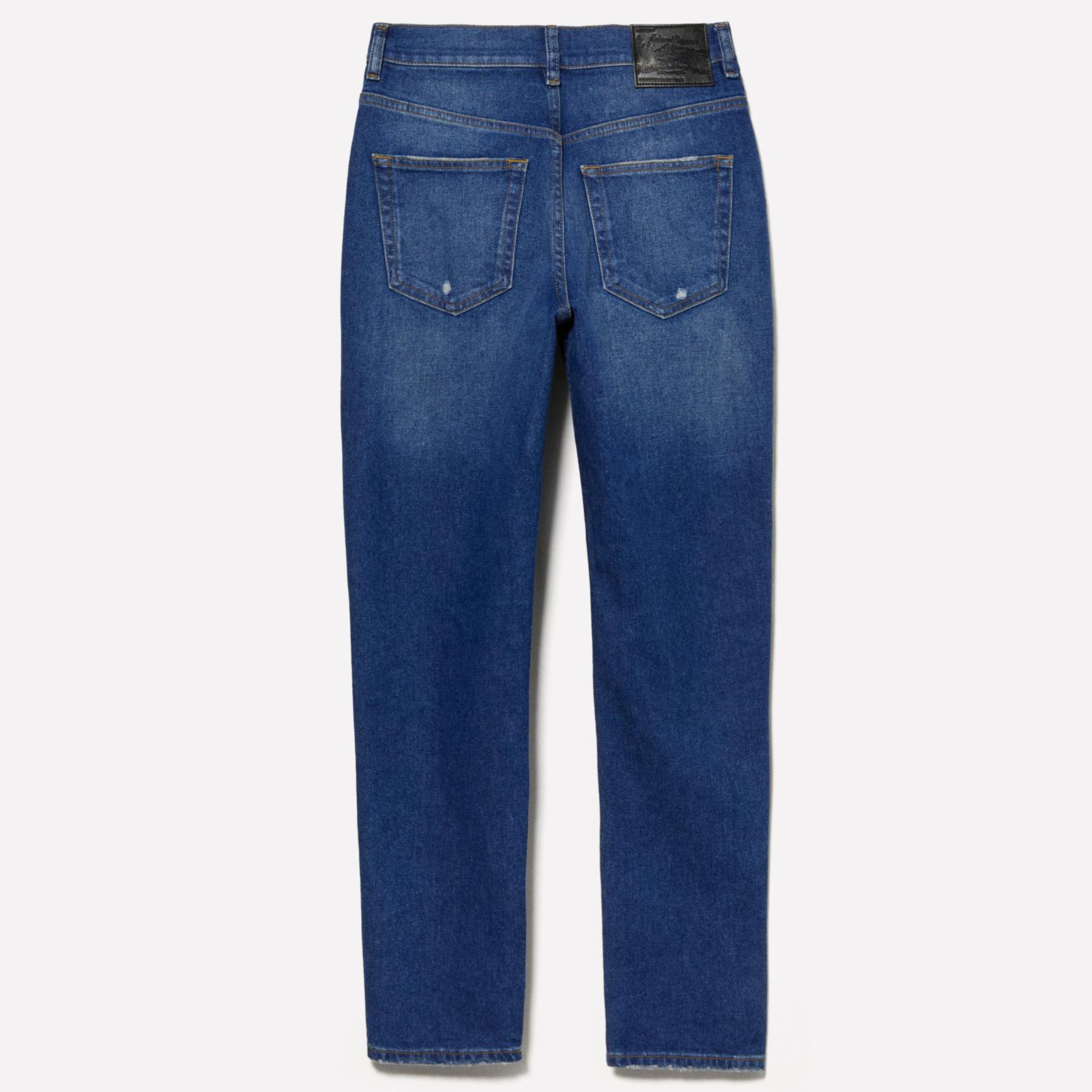 Kadın Koyu Denim Pamuk Karışımlı Normal Bel Denim Pantolon