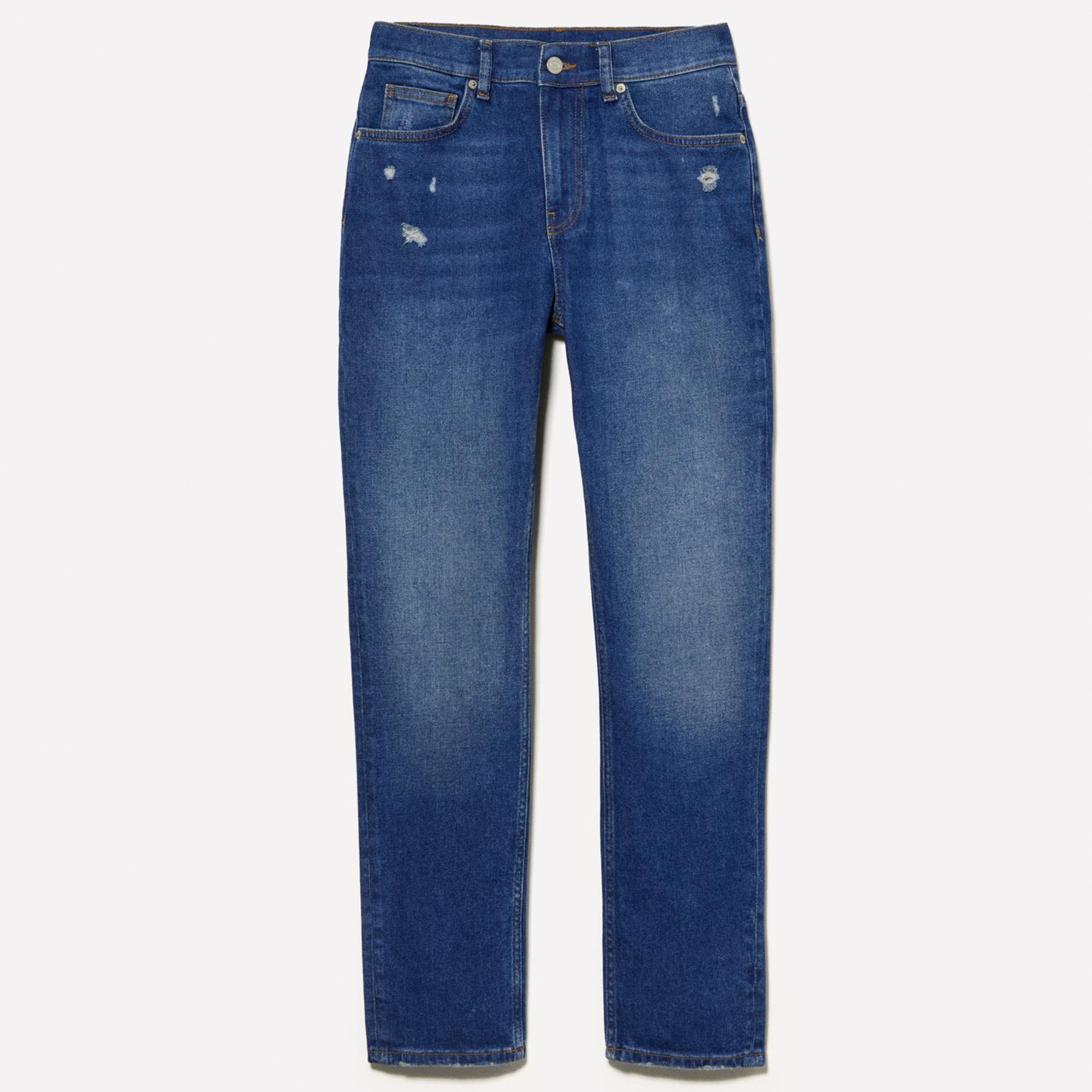 Kadın Koyu Denim Pamuk Karışımlı Normal Bel Denim Pantolon