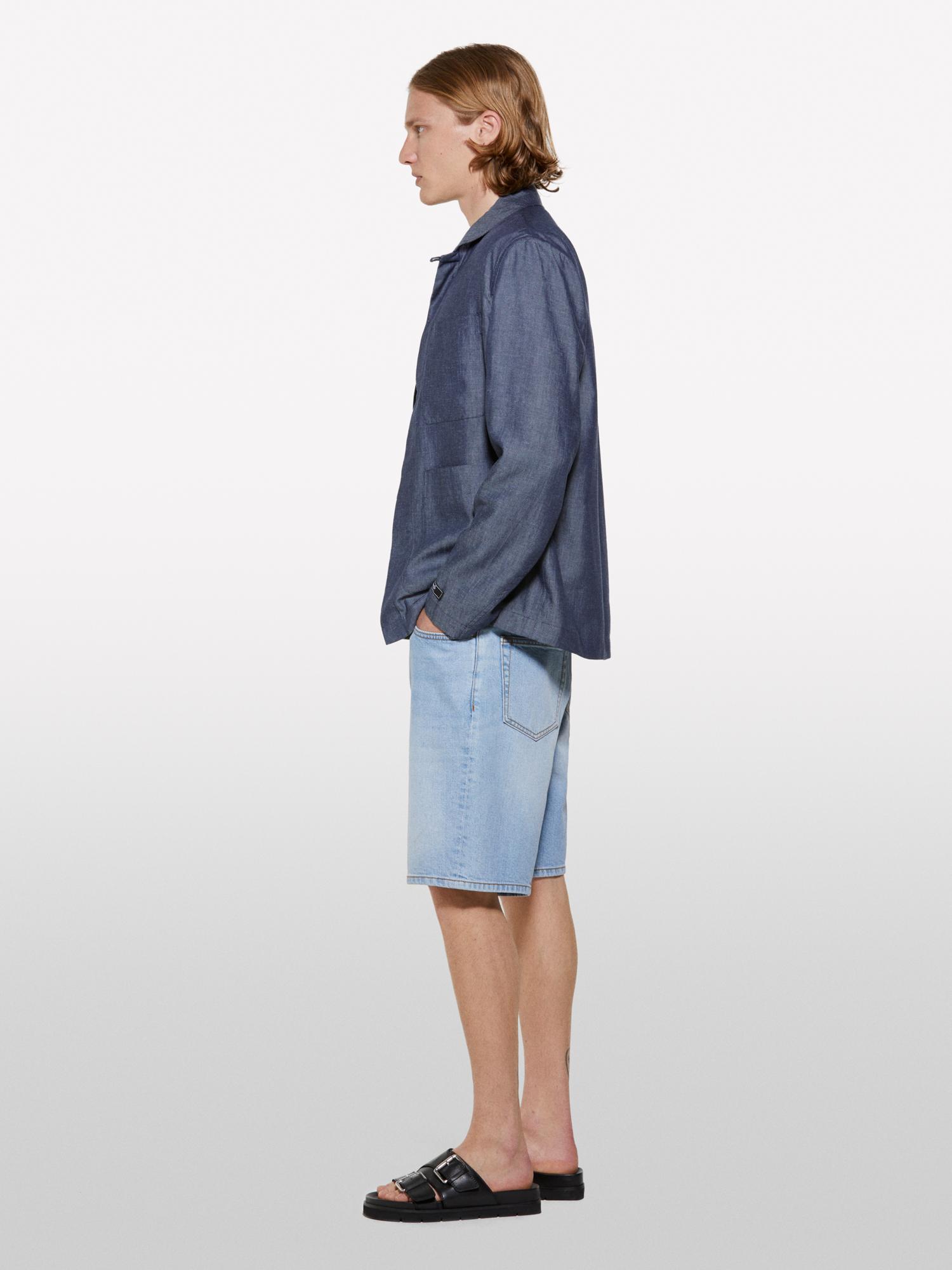 Erkek Açık Denim %100 Pamuk Orta Bel Regular Fit Denim Şort
