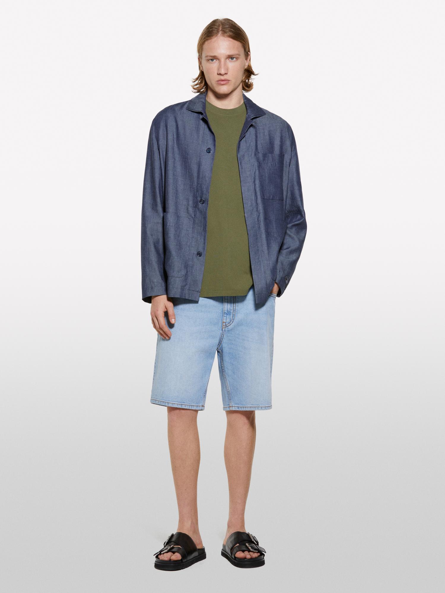 Erkek Açık Denim %100 Pamuk Orta Bel Regular Fit Denim Şort