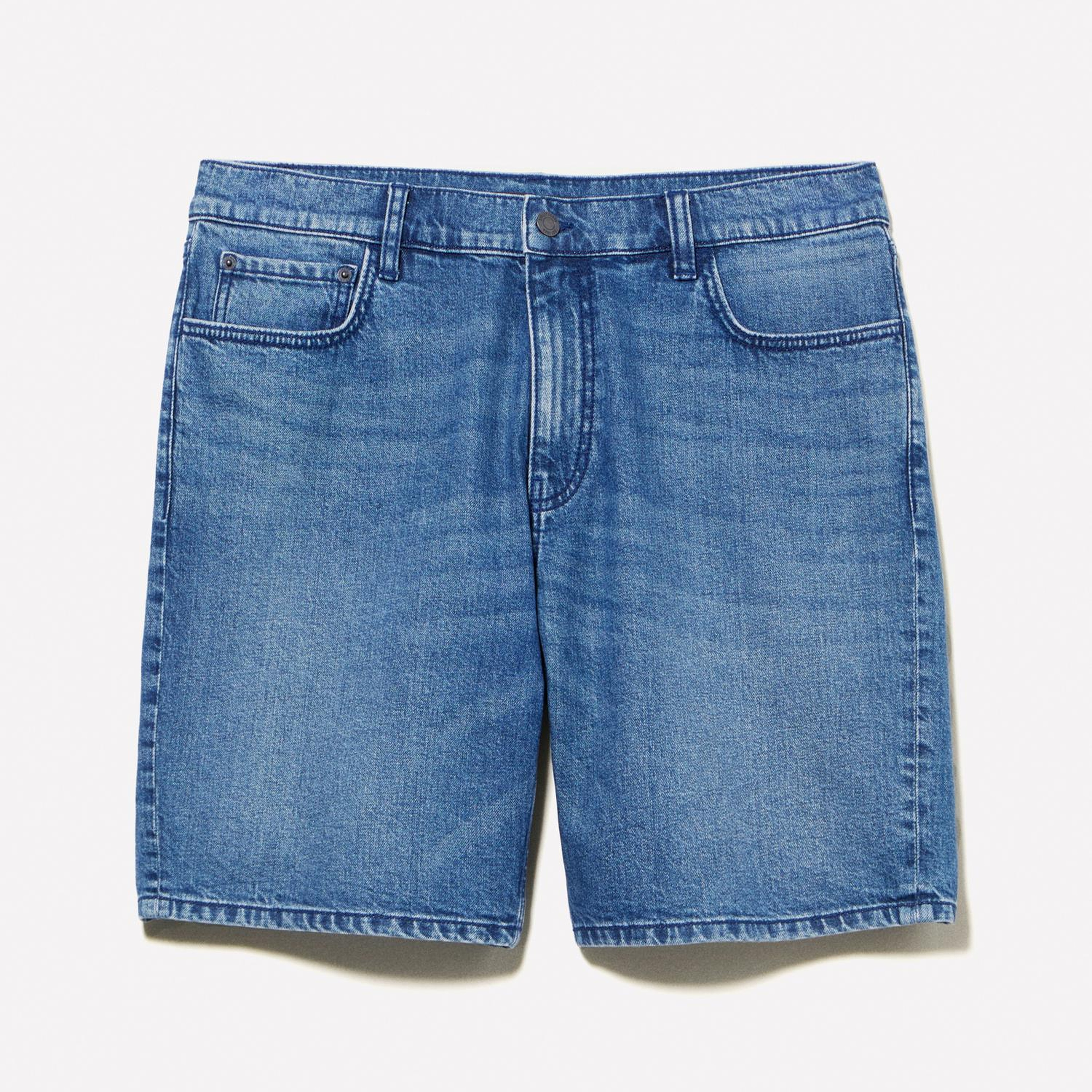 Erkek Koyu Denim %100 Pamuk Orta Bel Regular Fit Denim Şort