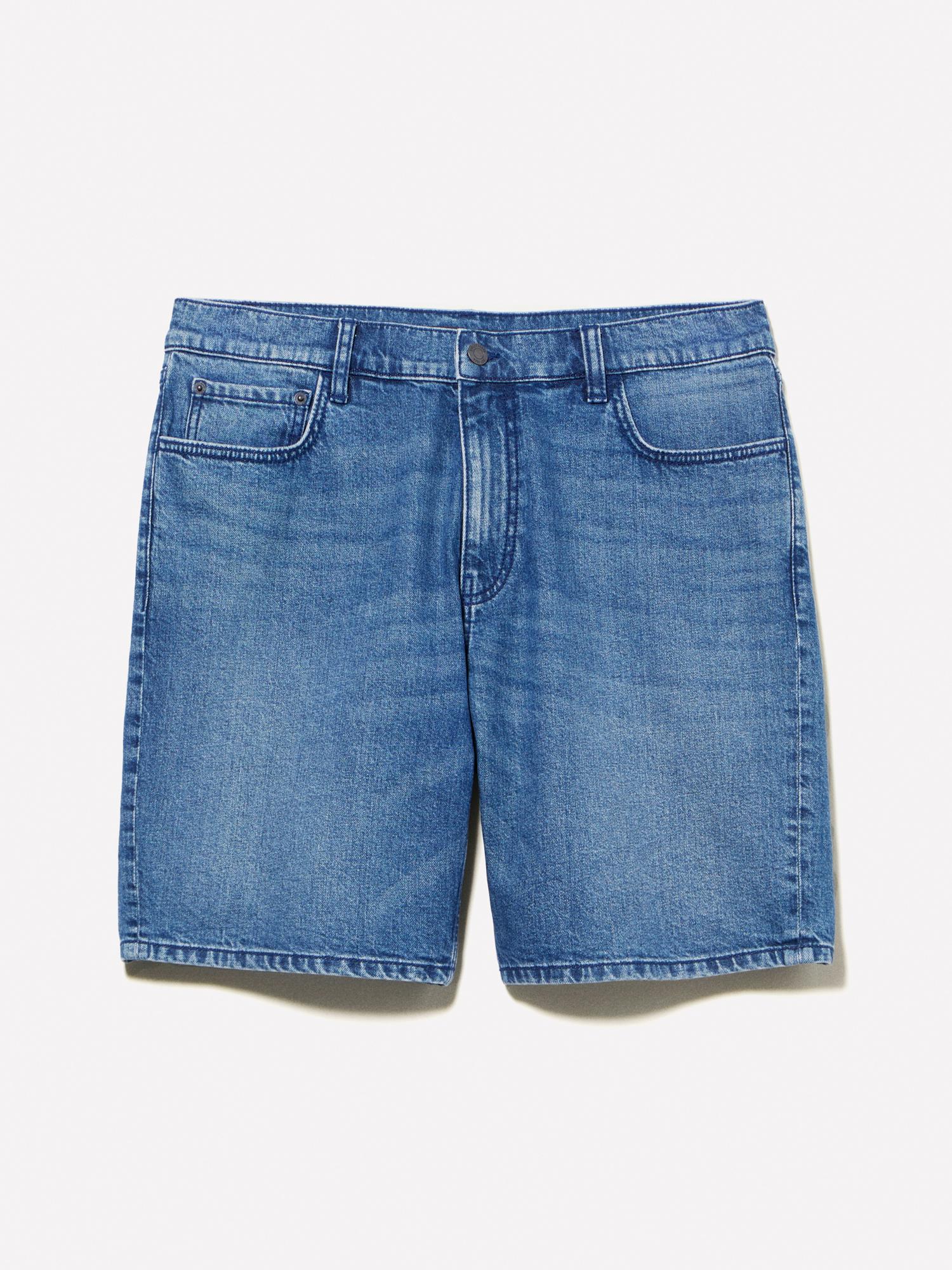 Erkek Koyu Denim %100 Pamuk Orta Bel Regular Fit Denim Şort