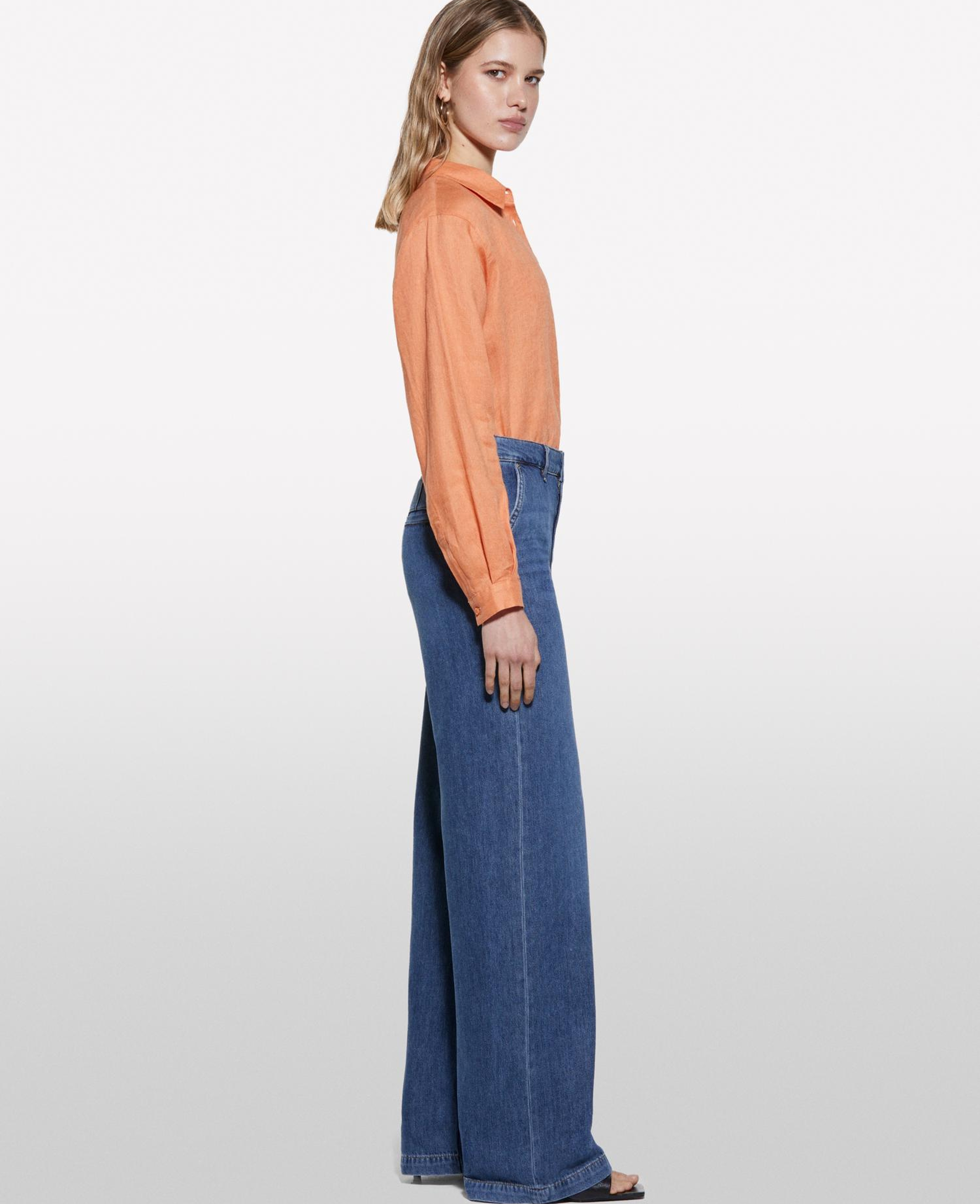 Kadın Koyu Denim Liyosel Karışımlı Wide Leg Pantolon