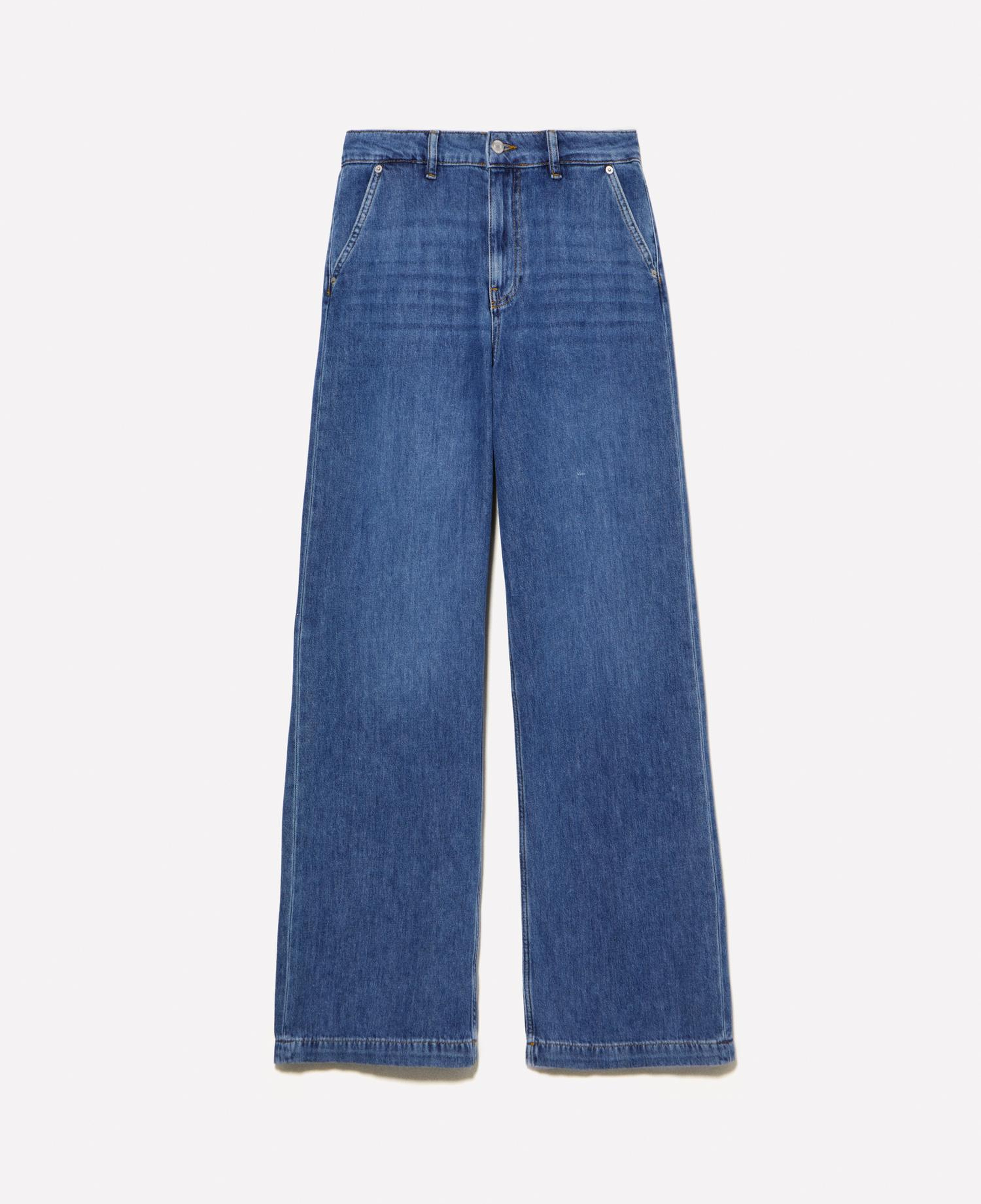 Kadın Koyu Denim Liyosel Karışımlı Wide Leg Pantolon