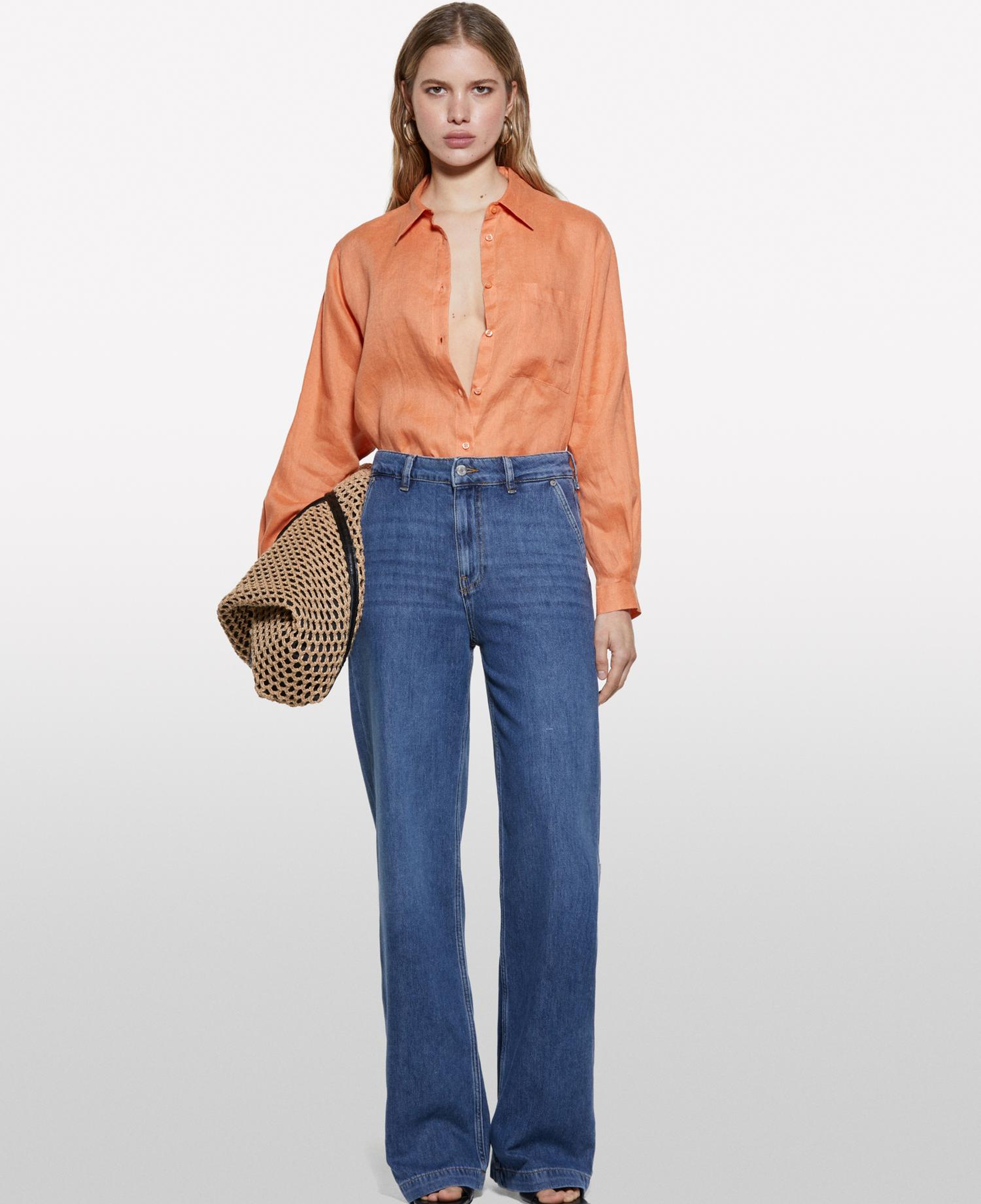 Kadın Koyu Denim Liyosel Karışımlı Wide Leg Pantolon