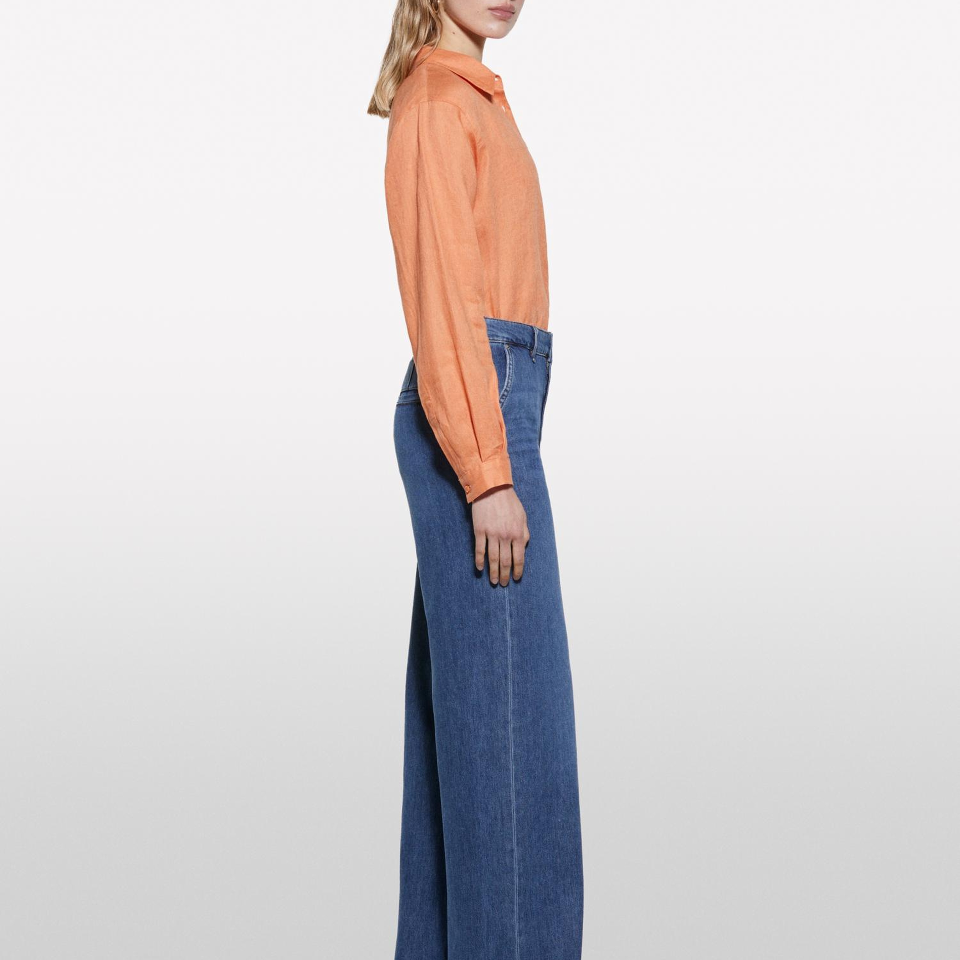 Kadın Koyu Denim Liyosel Karışımlı Wide Leg Pantolon