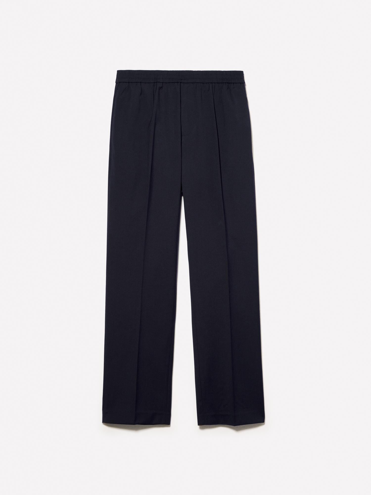 Erkek Koyu Lacivert Viskoz Karışımlı Fermuar Detaylı Regular Fit Jogger Pantolon