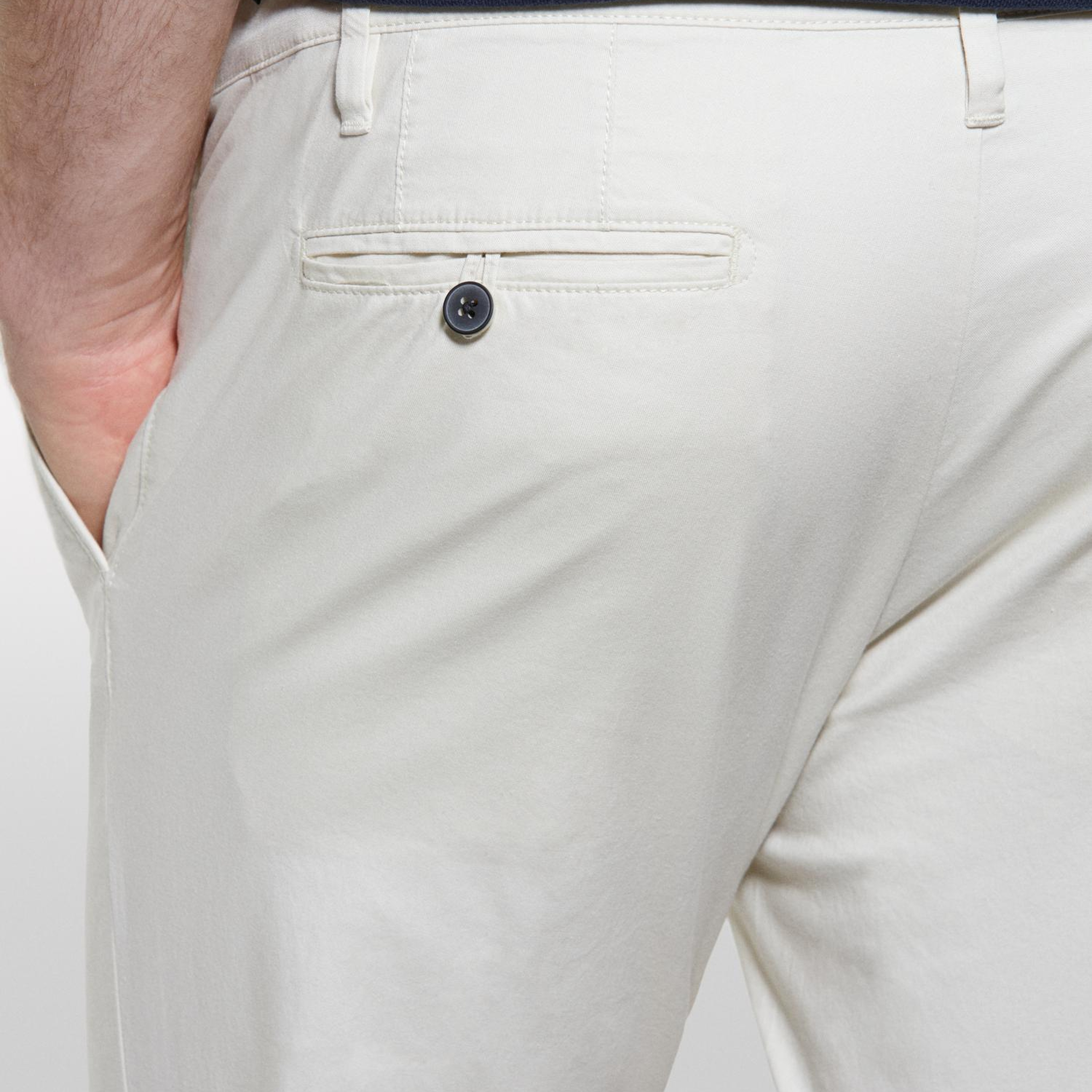 Erkek Açık Bej Pamuk Karışımlı Slim Fit Chino Pantolon
