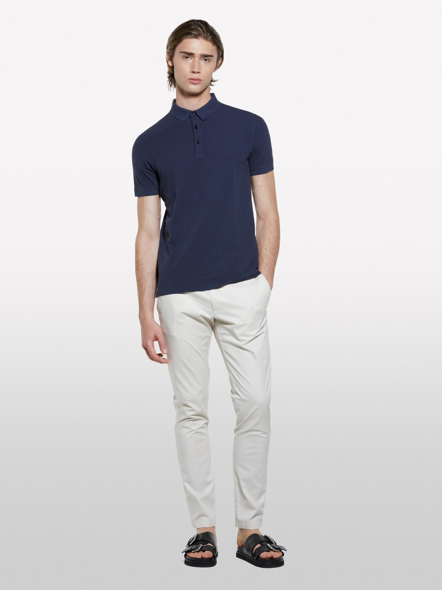 Erkek Açık Bej Pamuk Karışımlı Slim Fit Chino Pantolon