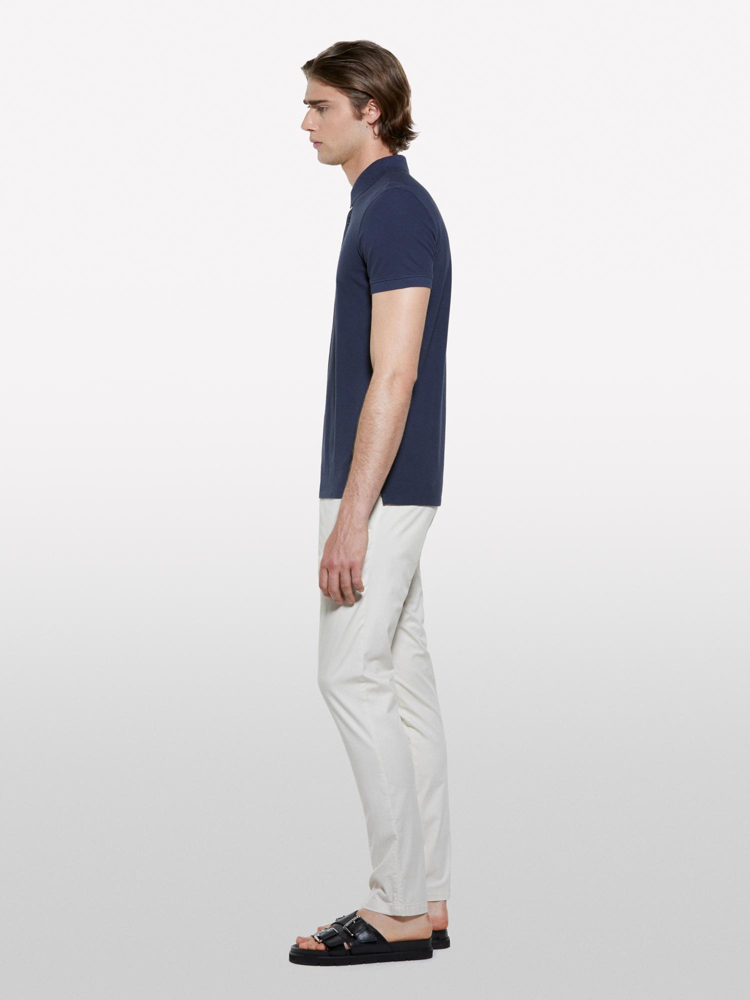 Erkek Açık Bej Pamuk Karışımlı Slim Fit Chino Pantolon