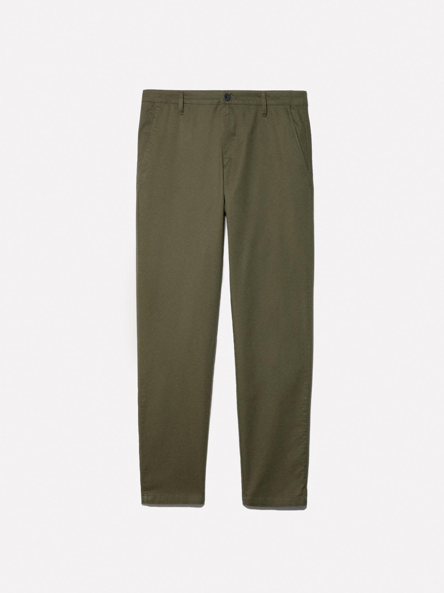 Erkek Asker Yeşili Pamuk Karışımlı Slim Fit Chino Pantolon