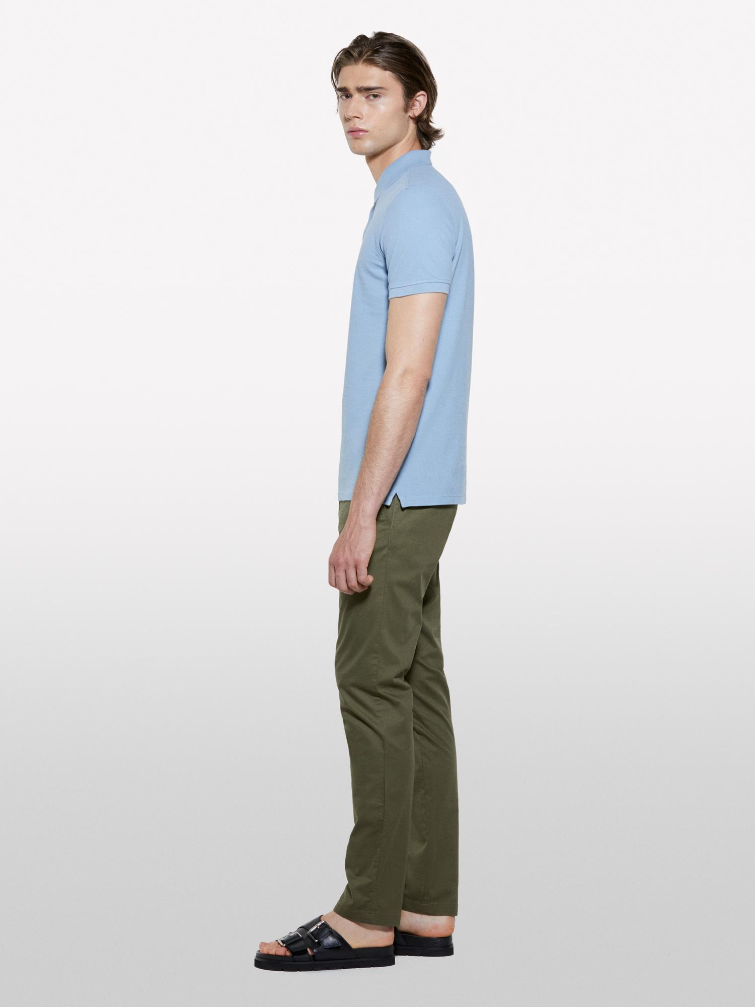 Erkek Asker Yeşili Pamuk Karışımlı Slim Fit Chino Pantolon
