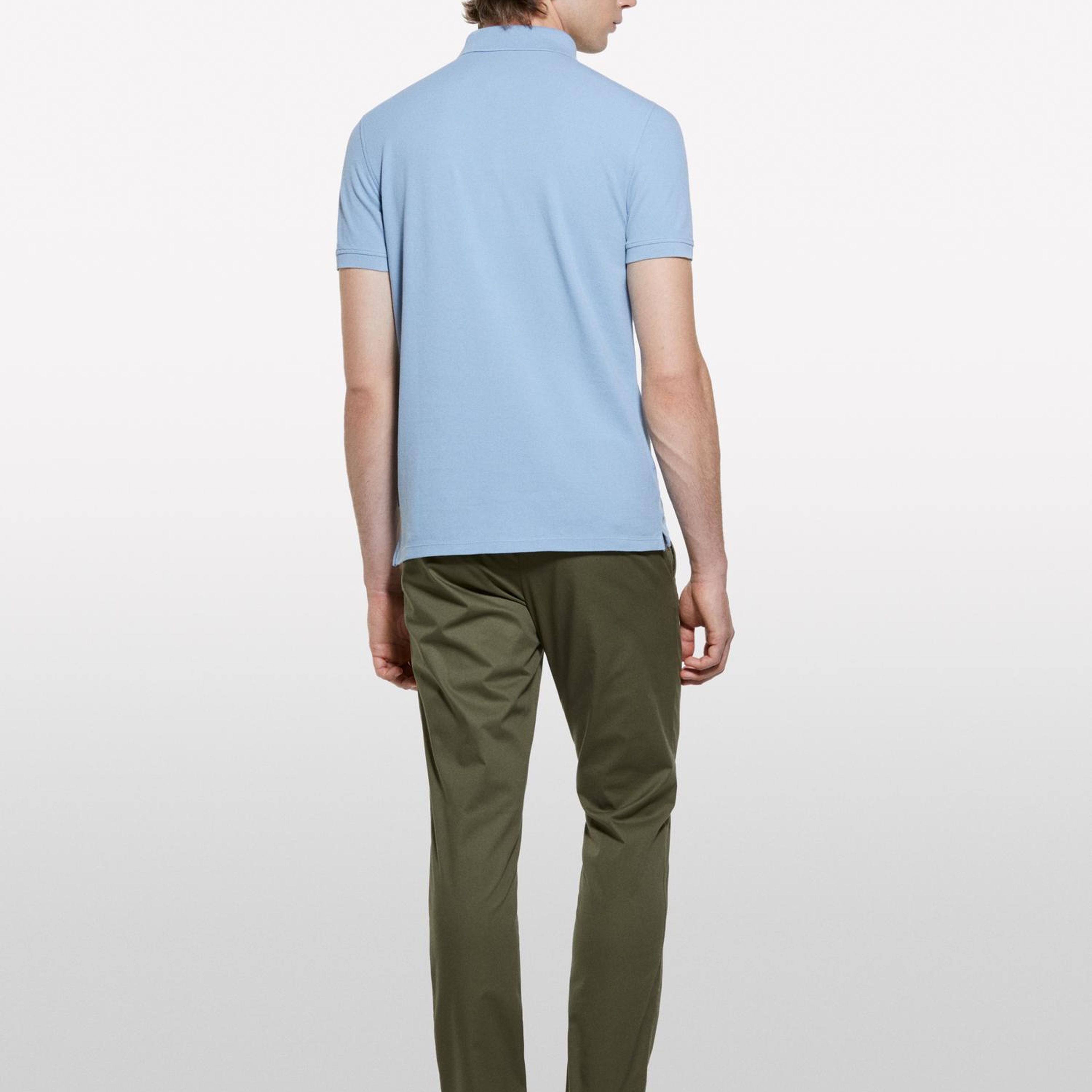 Erkek Asker Yeşili Pamuk Karışımlı Slim Fit Chino Pantolon