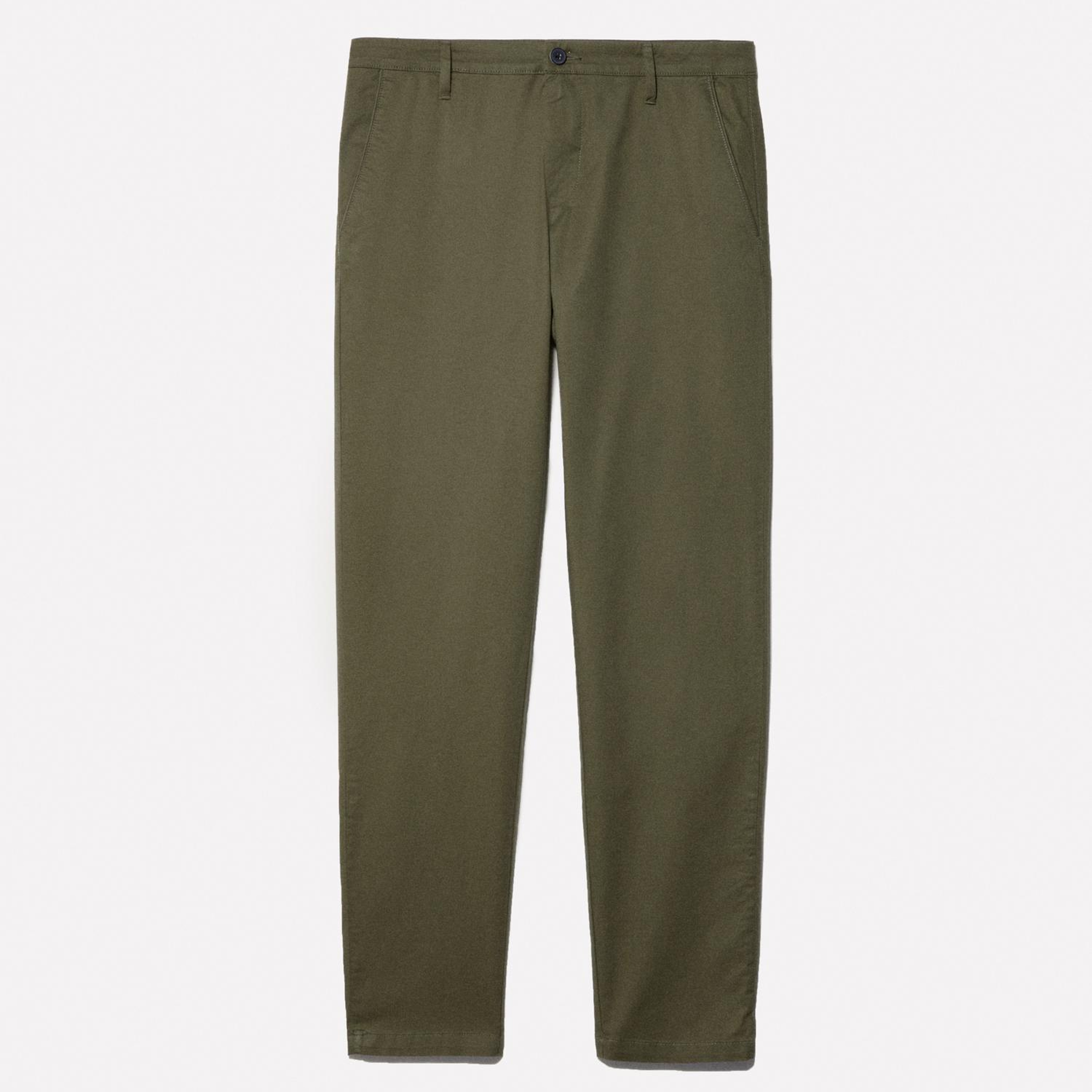 Erkek Asker Yeşili Pamuk Karışımlı Slim Fit Chino Pantolon