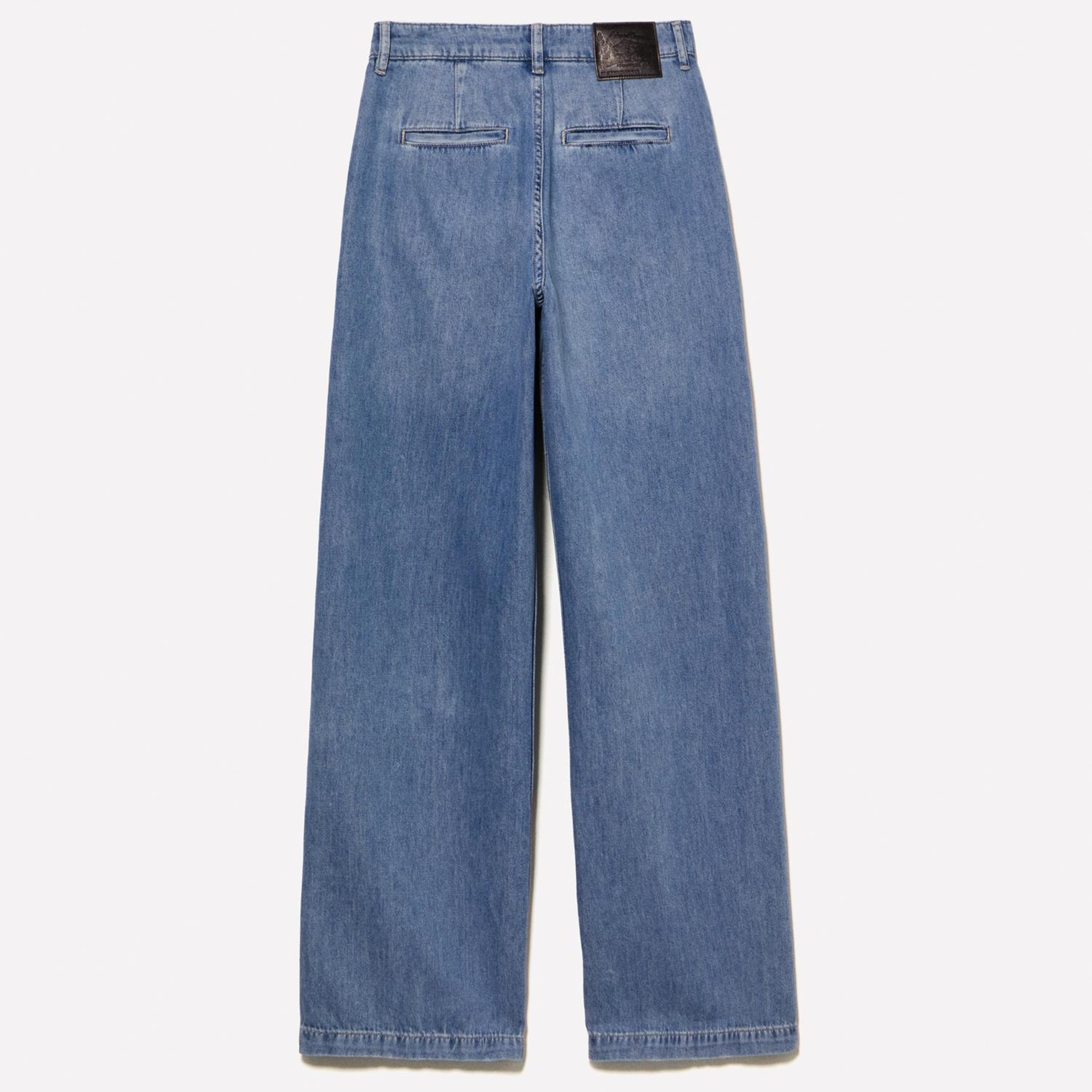 Kadın Açık Denim Liyosel Karışımlı Wide Leg Pantolon