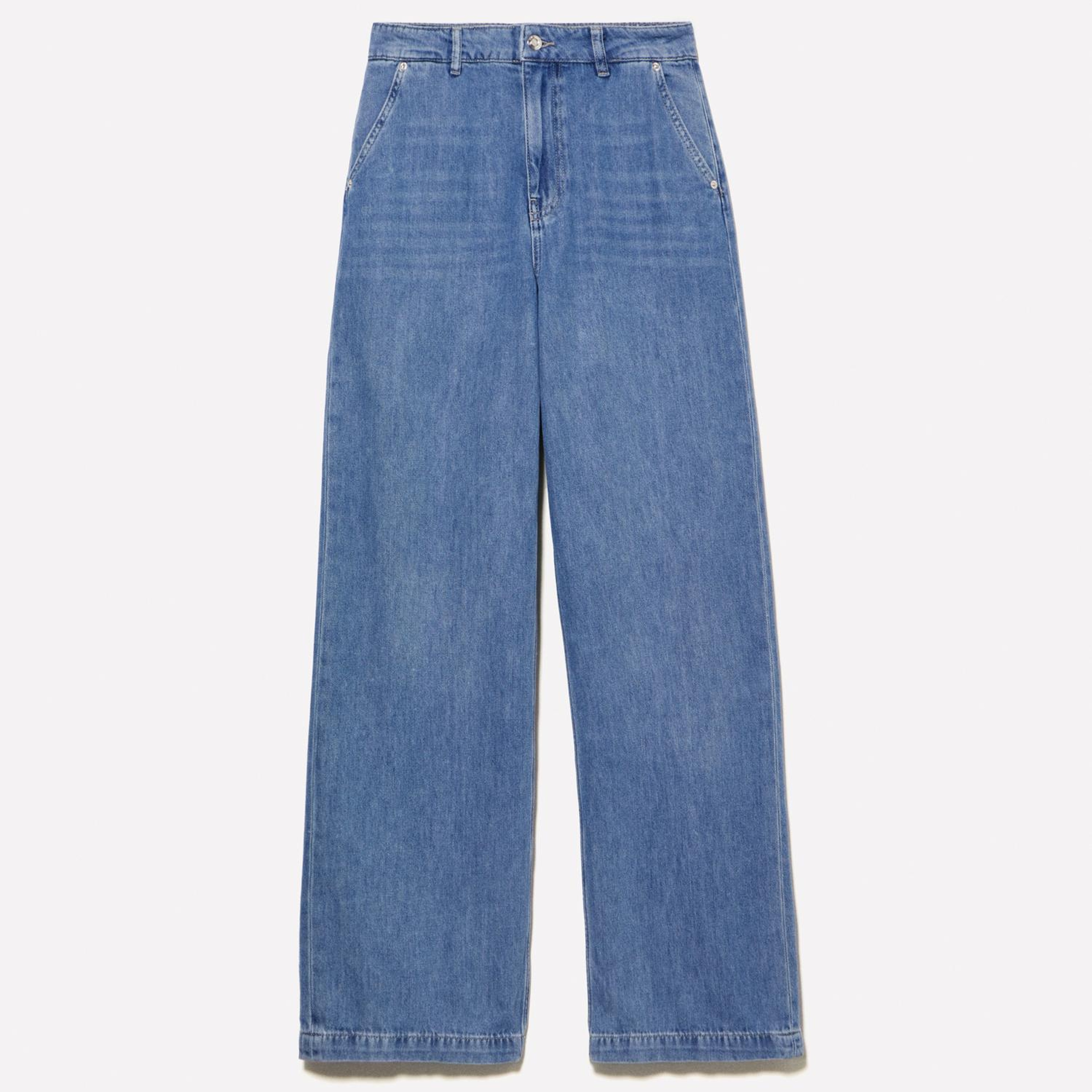 Kadın Açık Denim Liyosel Karışımlı Wide Leg Pantolon