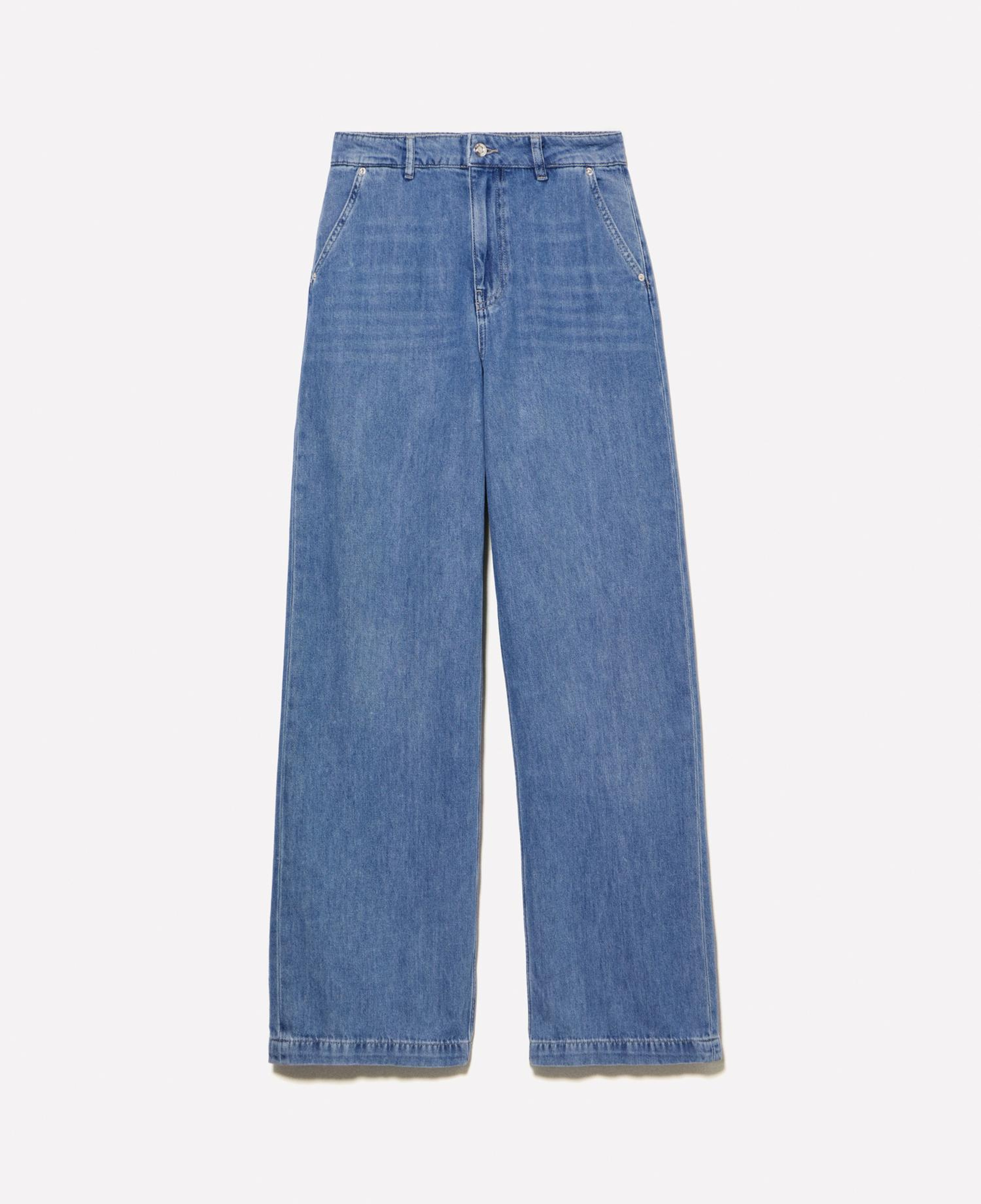 Kadın Açık Denim Liyosel Karışımlı Wide Leg Pantolon