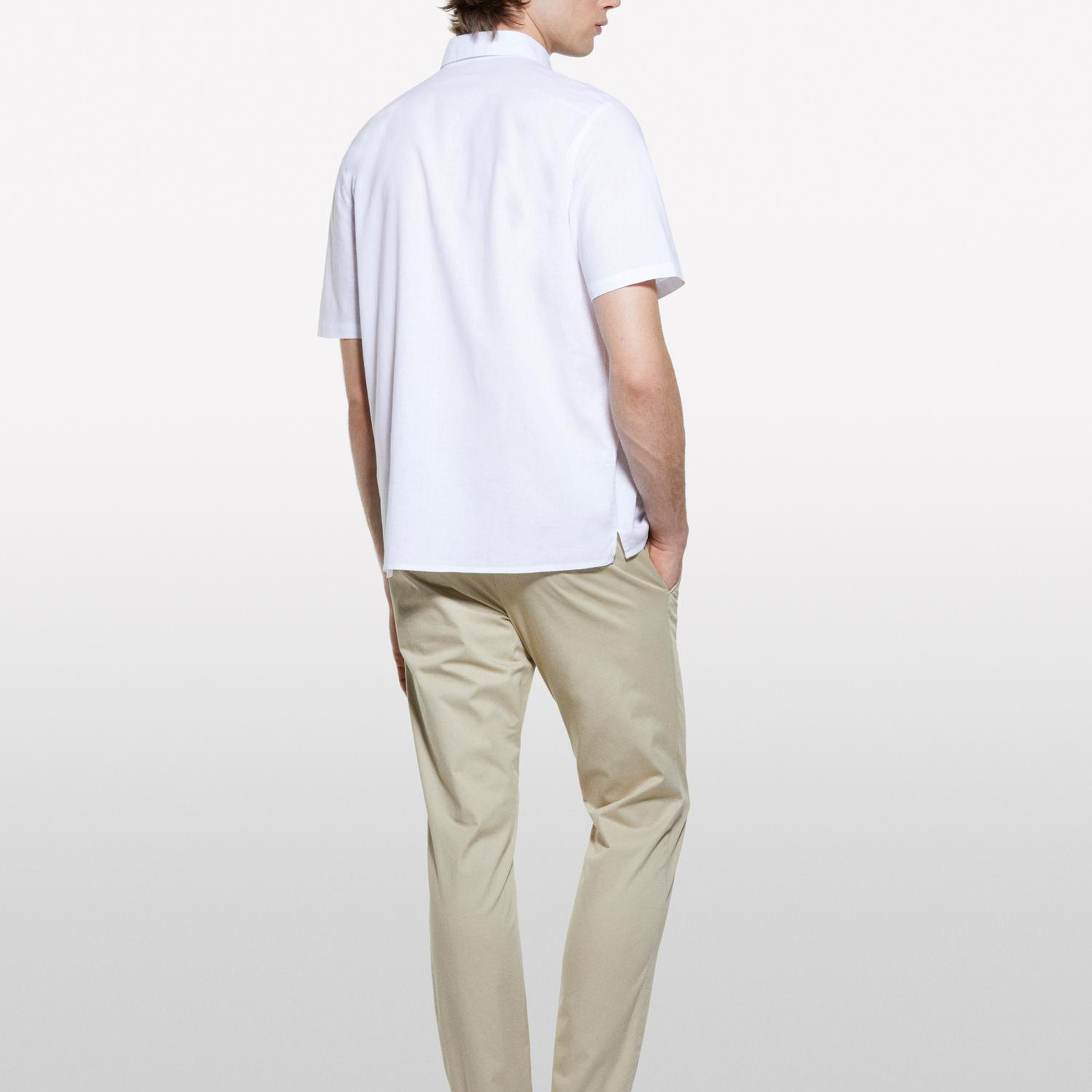 Erkek Bej Pamuk Karışımlı Slim Fit Chino Pantolon