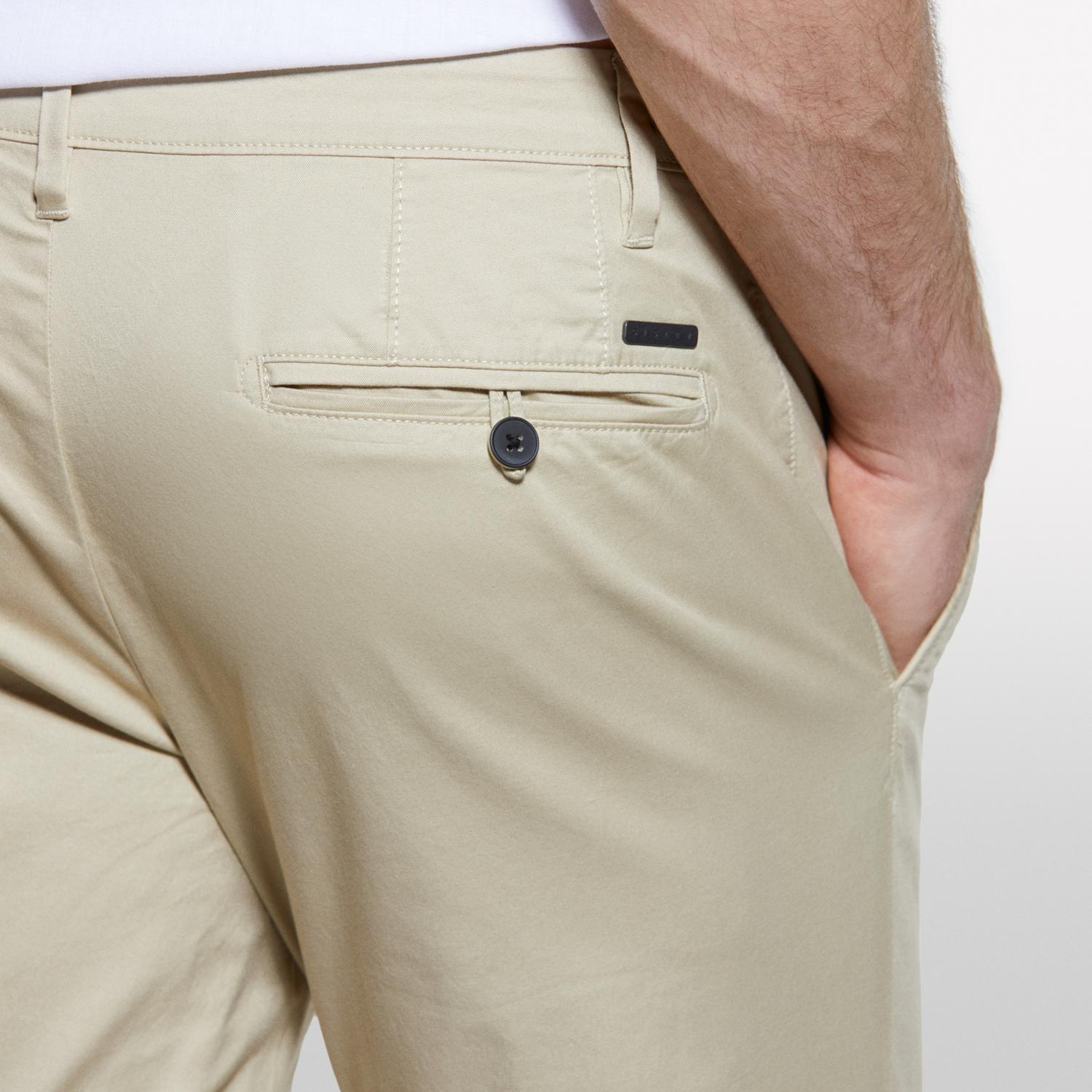 Erkek Bej Pamuk Karışımlı Slim Fit Chino Pantolon