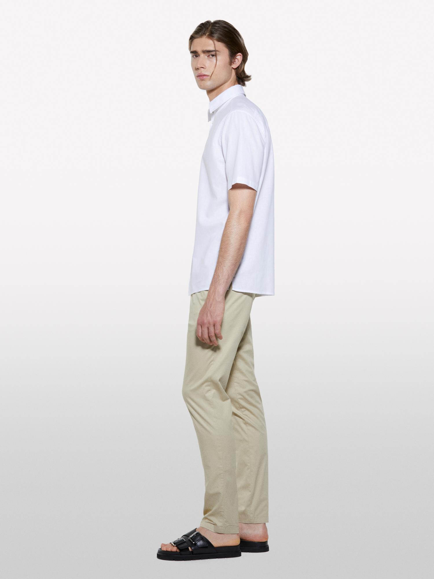 Erkek Bej Pamuk Karışımlı Slim Fit Chino Pantolon