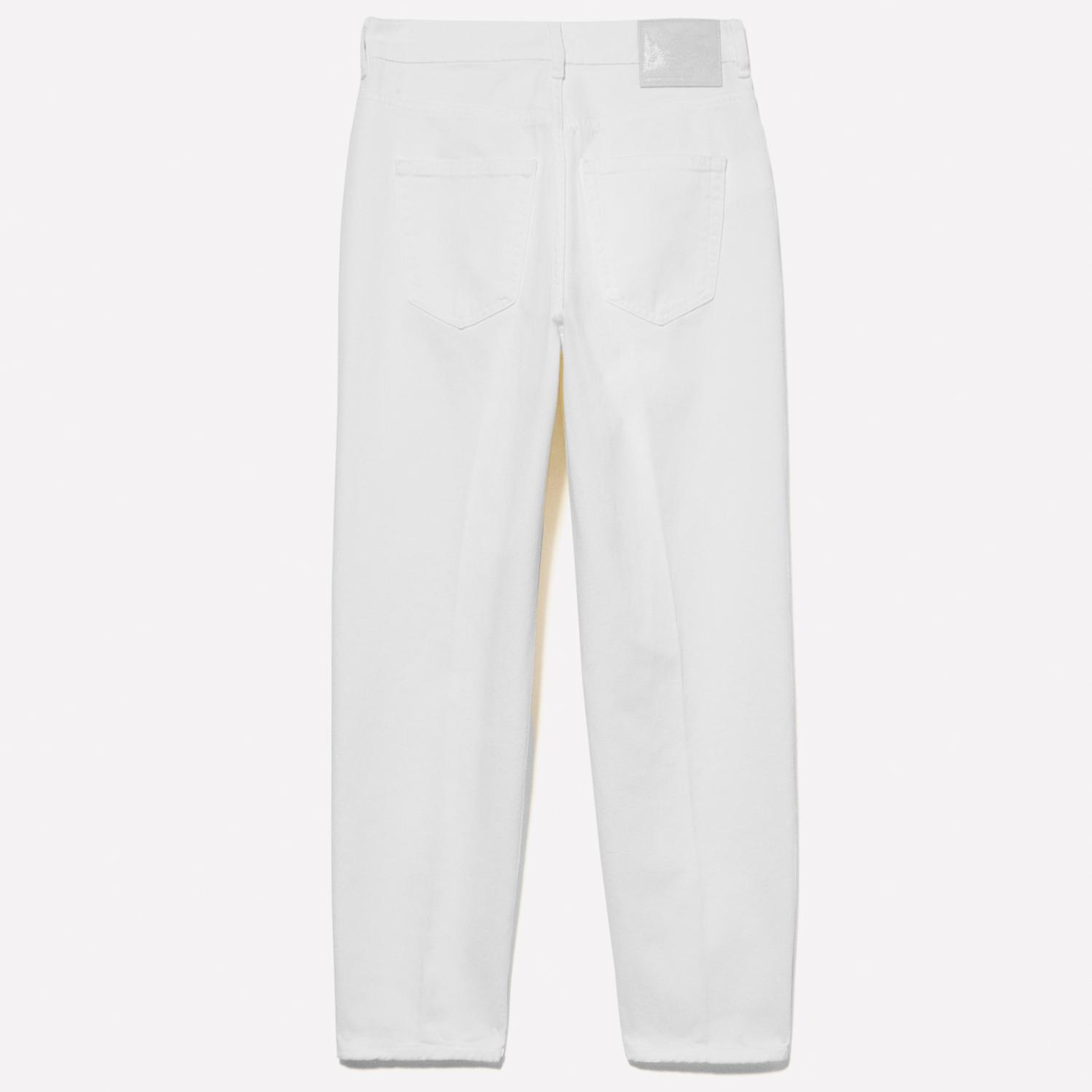 Kadın Açık Krem %100 Pamuk Taş Yıkama Normal Bel Mom Fit Denim Pantolon