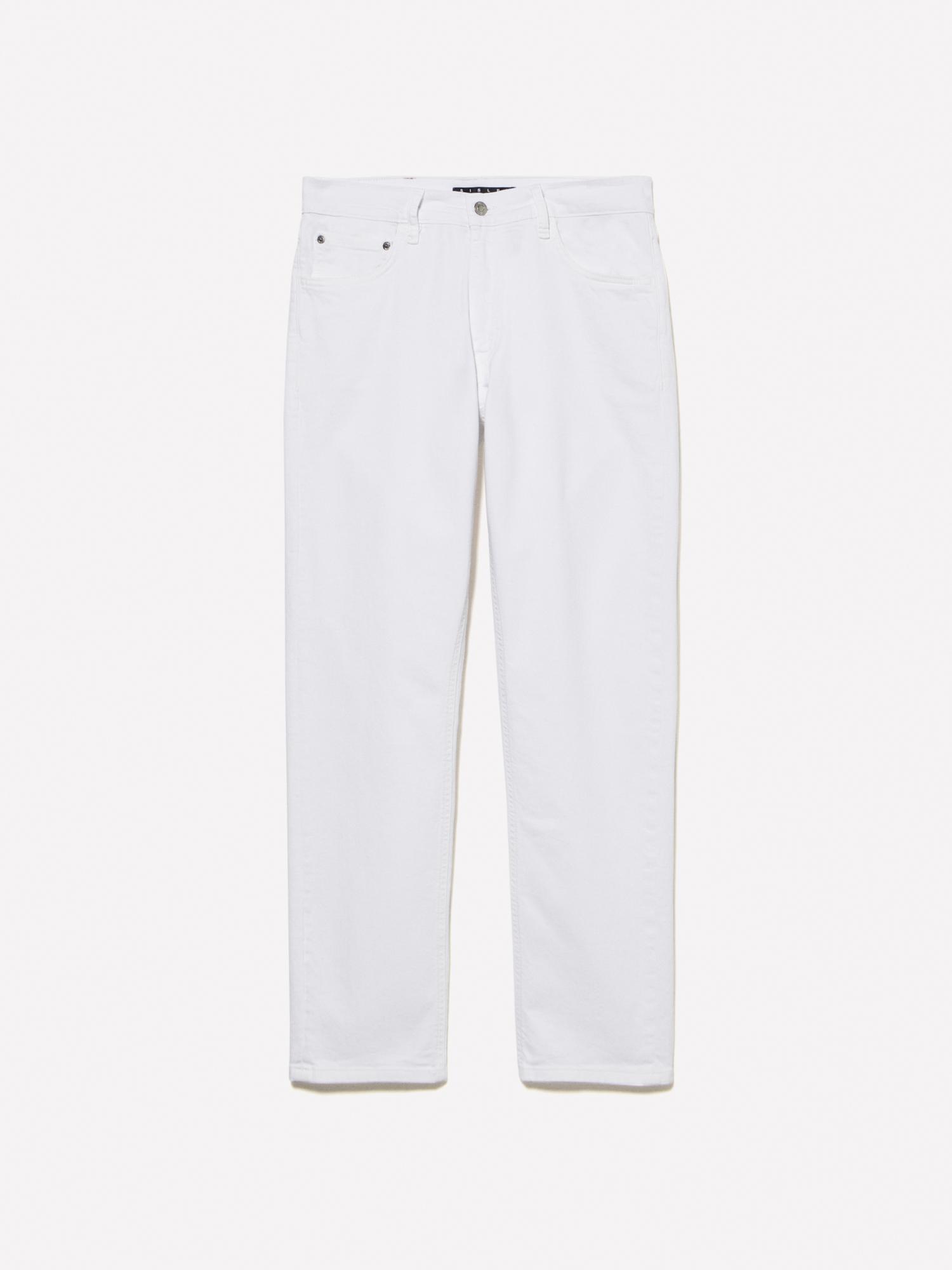 Erkek Beyaz Streç Pamuklu Normal Bel Regular Fit Denim Pantolon