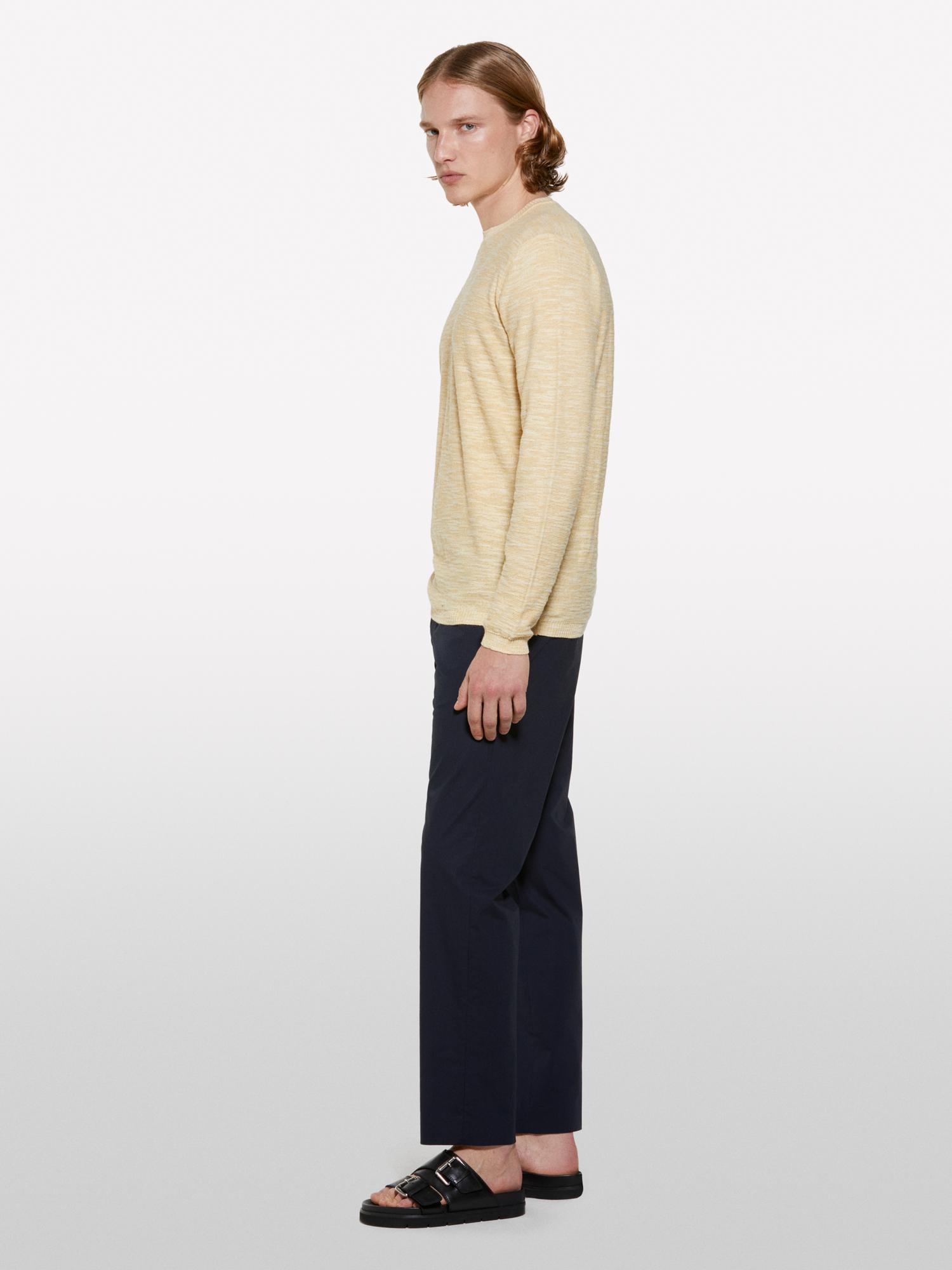 Erkek Koyu Lacivert Pamuk Karışımlı Slim Comfort Fit Paraşüt Kanvas Pantolon