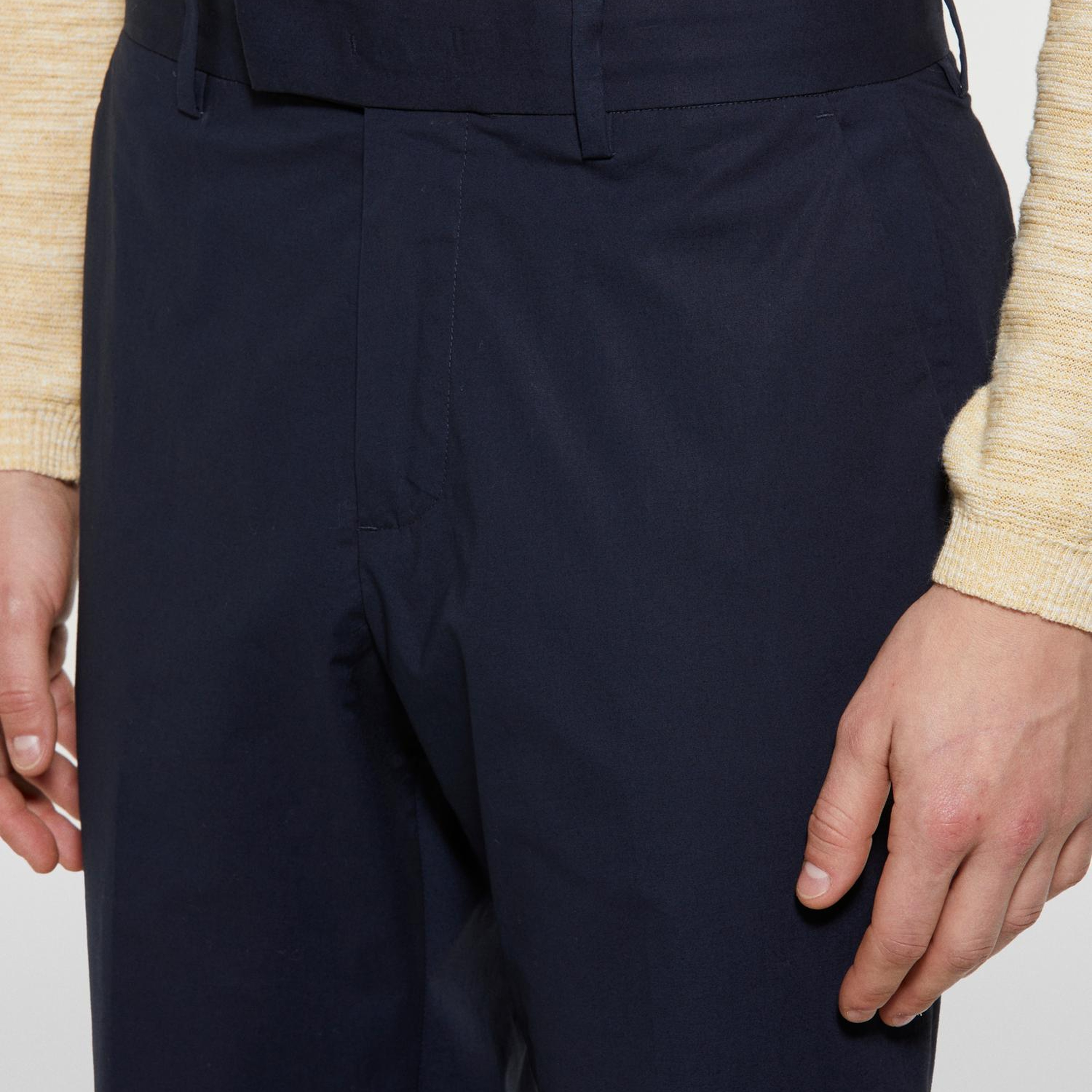 Erkek Koyu Lacivert Pamuk Karışımlı Slim Comfort Fit Paraşüt Kanvas Pantolon