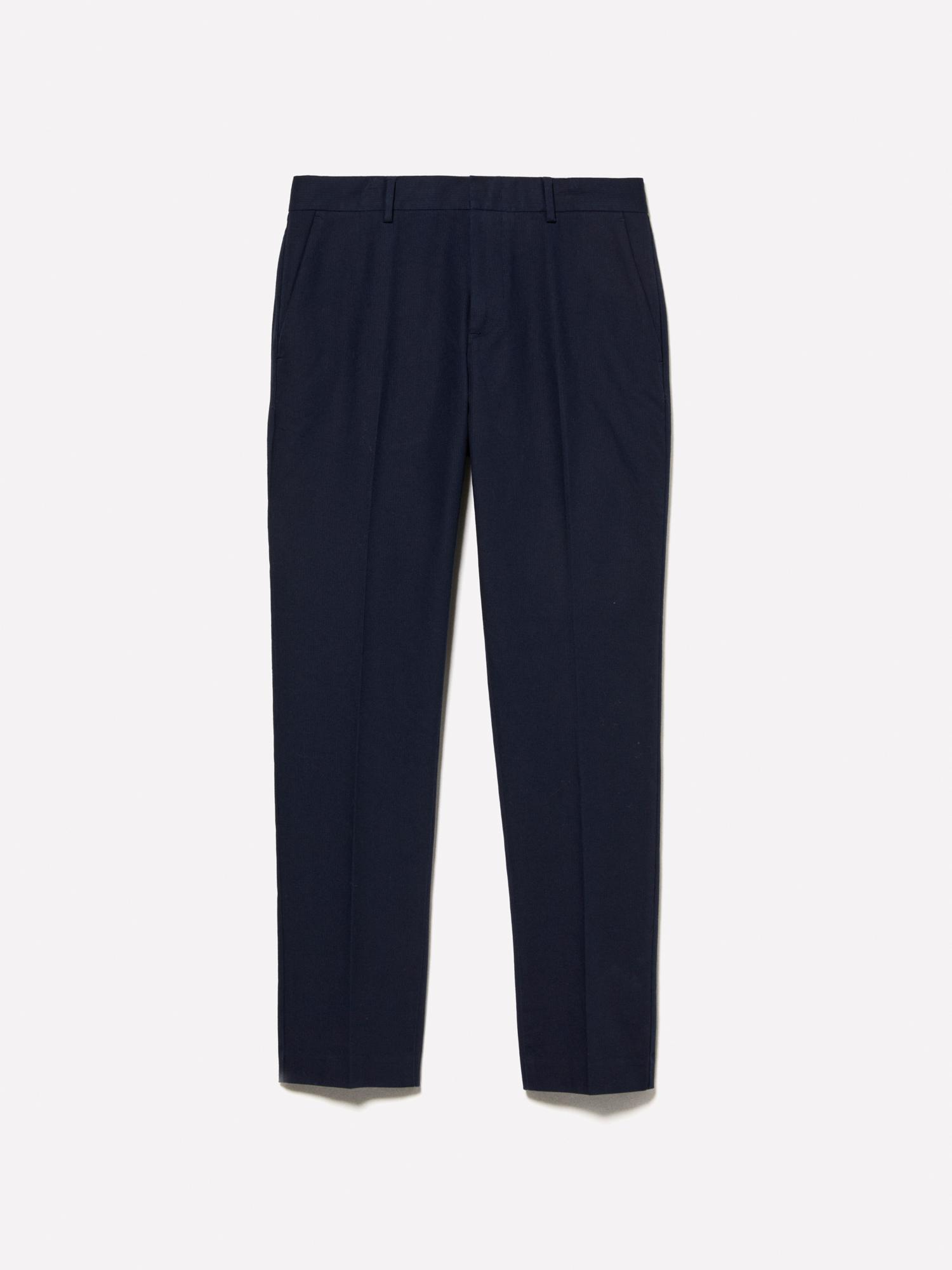 Erkek Koyu Lacivert Streç Pamuklu Logo Detaylı Slim Fit Chino Pantolon