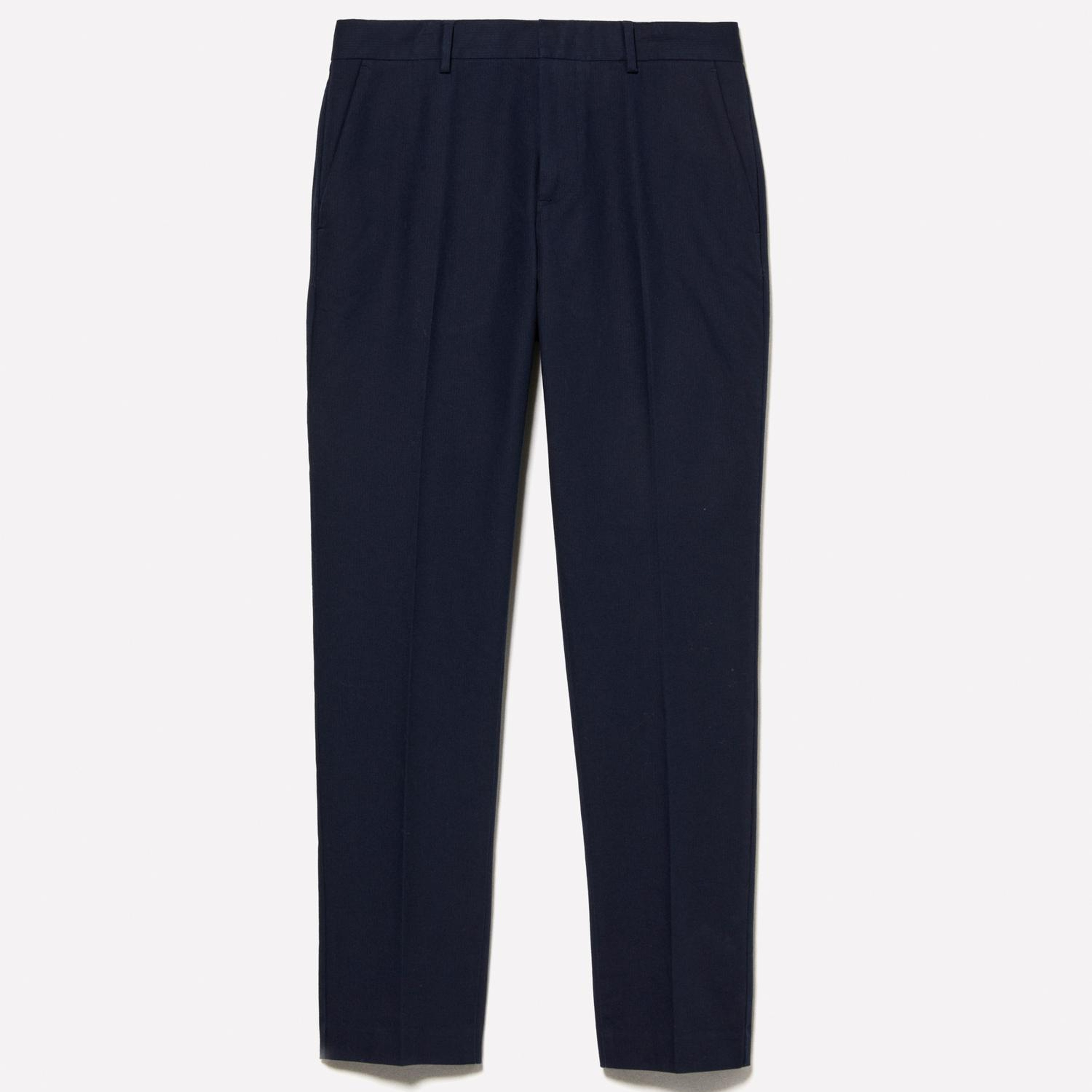 Erkek Koyu Lacivert Streç Pamuklu Logo Detaylı Slim Fit Chino Pantolon