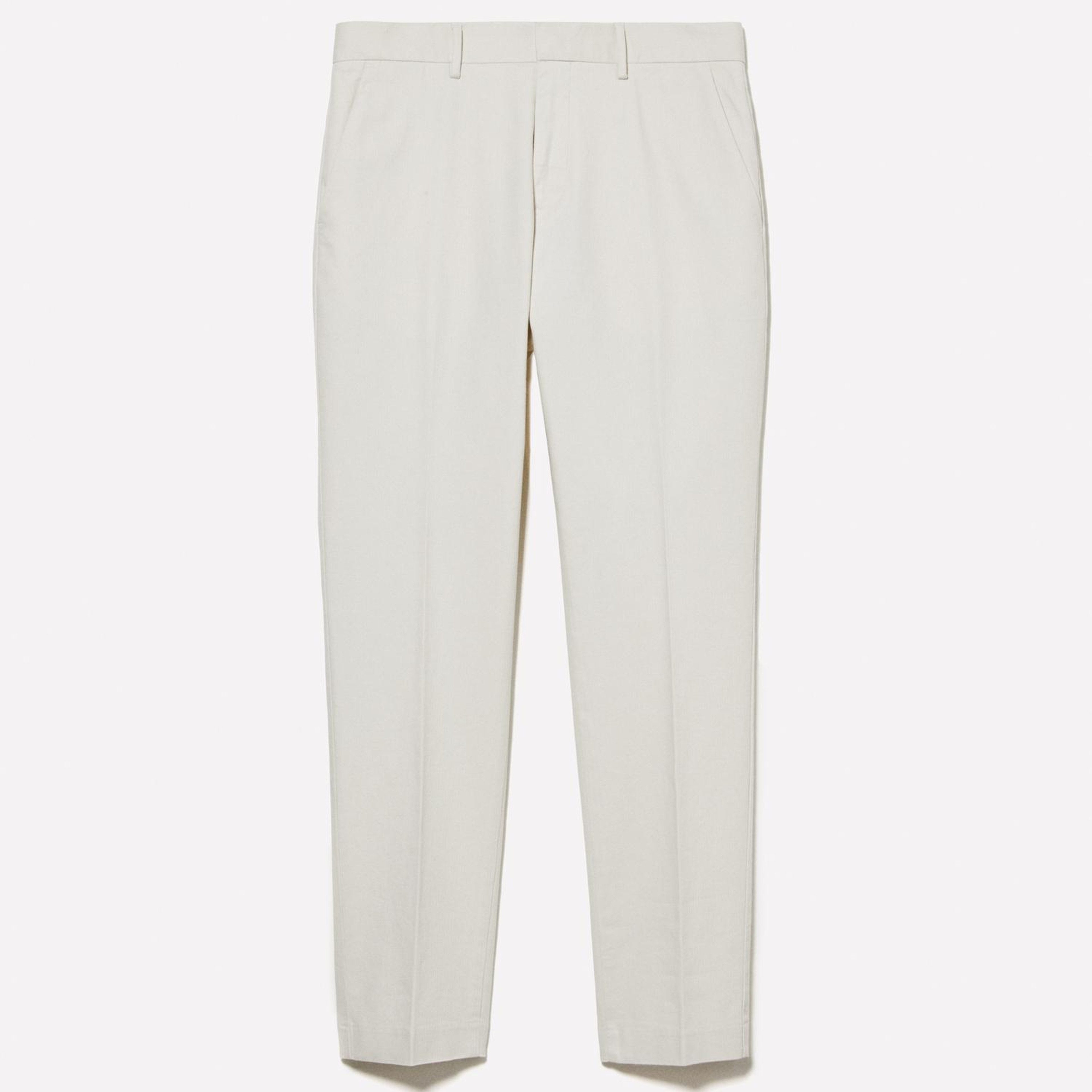 Erkek Açık Bej Streç Pamuklu Logo Detaylı Slim Fit Chino Pantolon