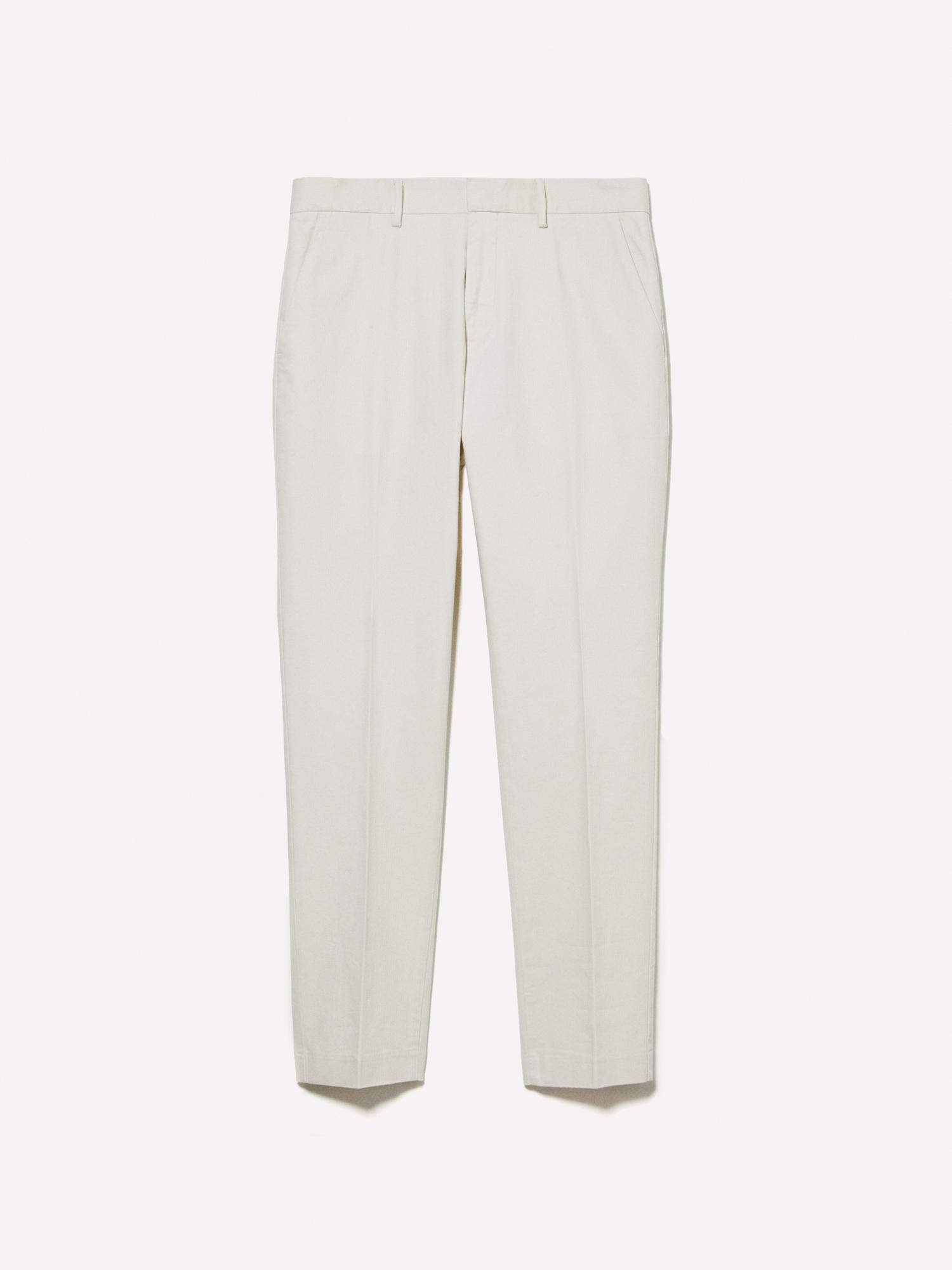 Erkek Açık Bej Streç Pamuklu Logo Detaylı Slim Fit Chino Pantolon