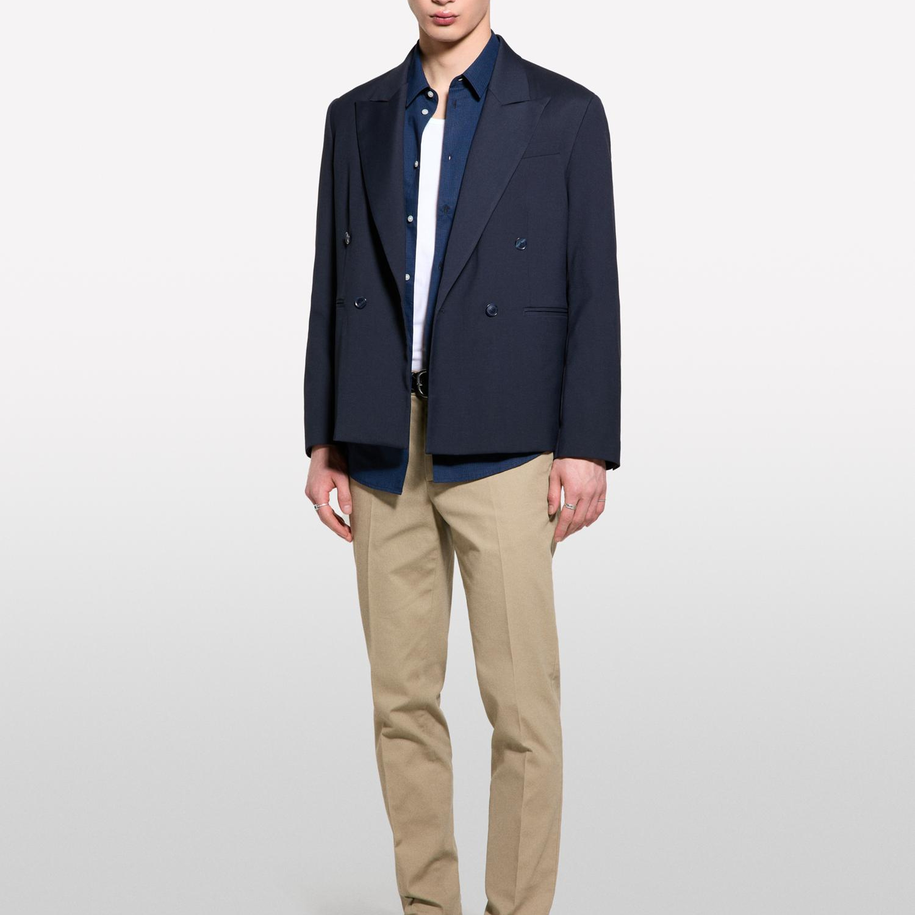 Erkek Vizon Streç Pamuklu Logo Detaylı Slim Fit Chino Pantolon