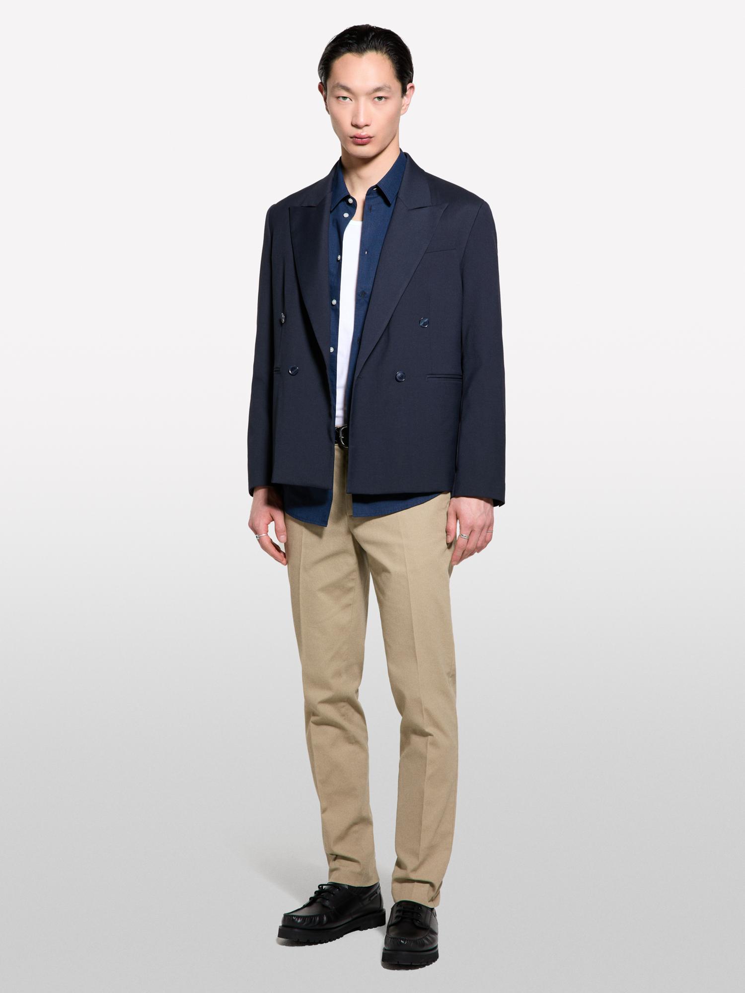 Erkek Vizon Streç Pamuklu Logo Detaylı Slim Fit Chino Pantolon