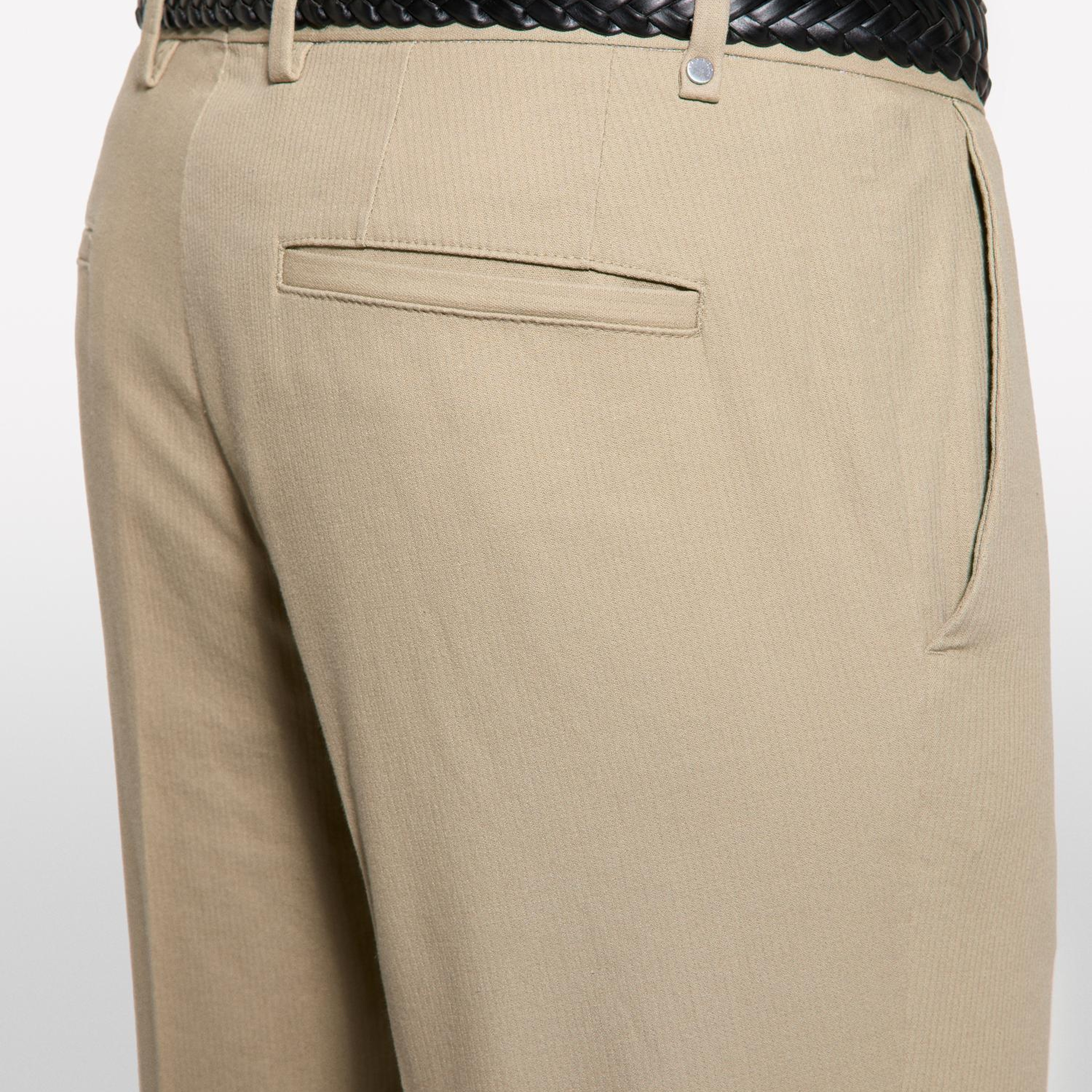 Erkek Vizon Streç Pamuklu Logo Detaylı Slim Fit Chino Pantolon