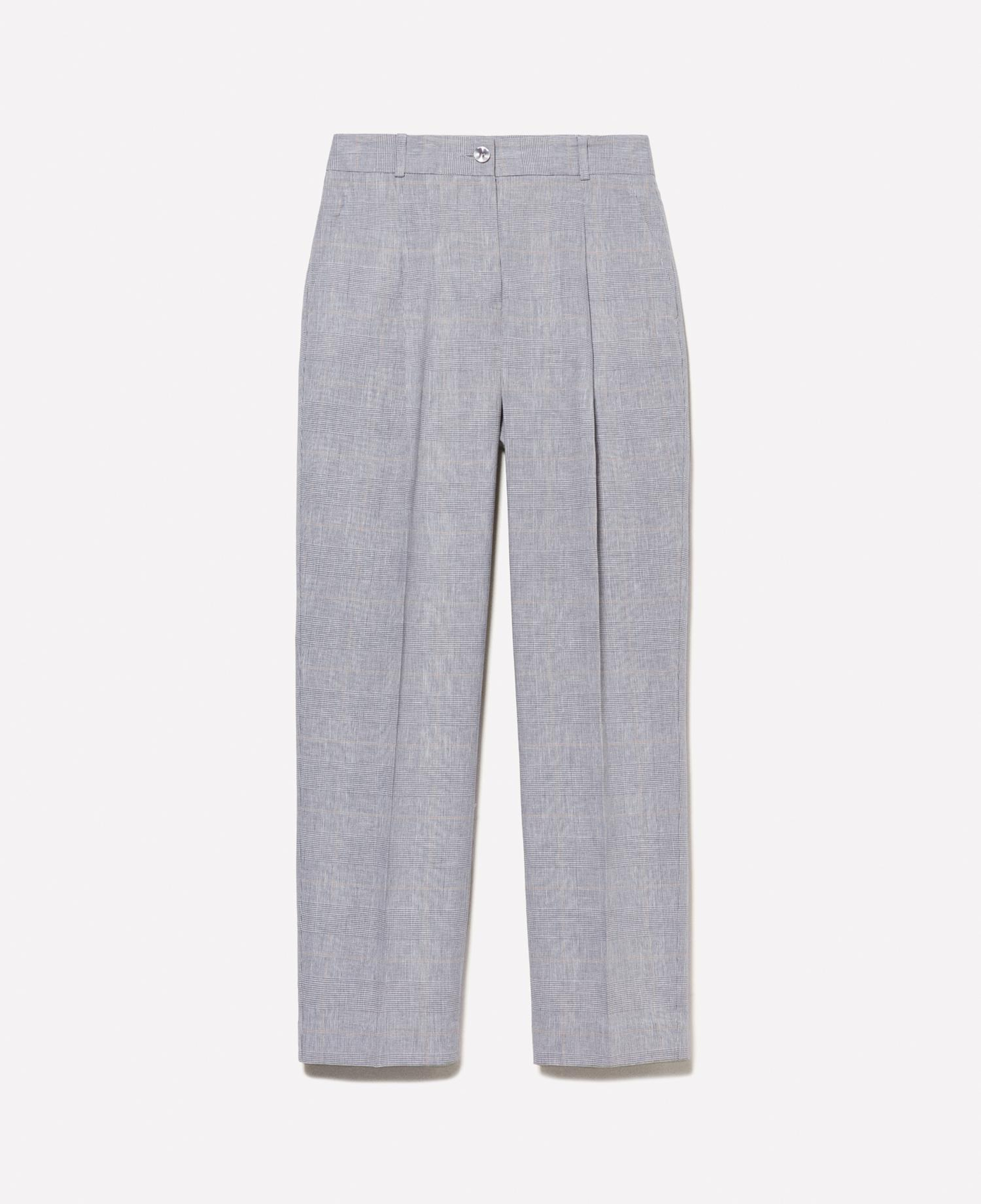 Kadın Gri Keten Karışımlı Normal Bel Slim Fit Chino Pantolon