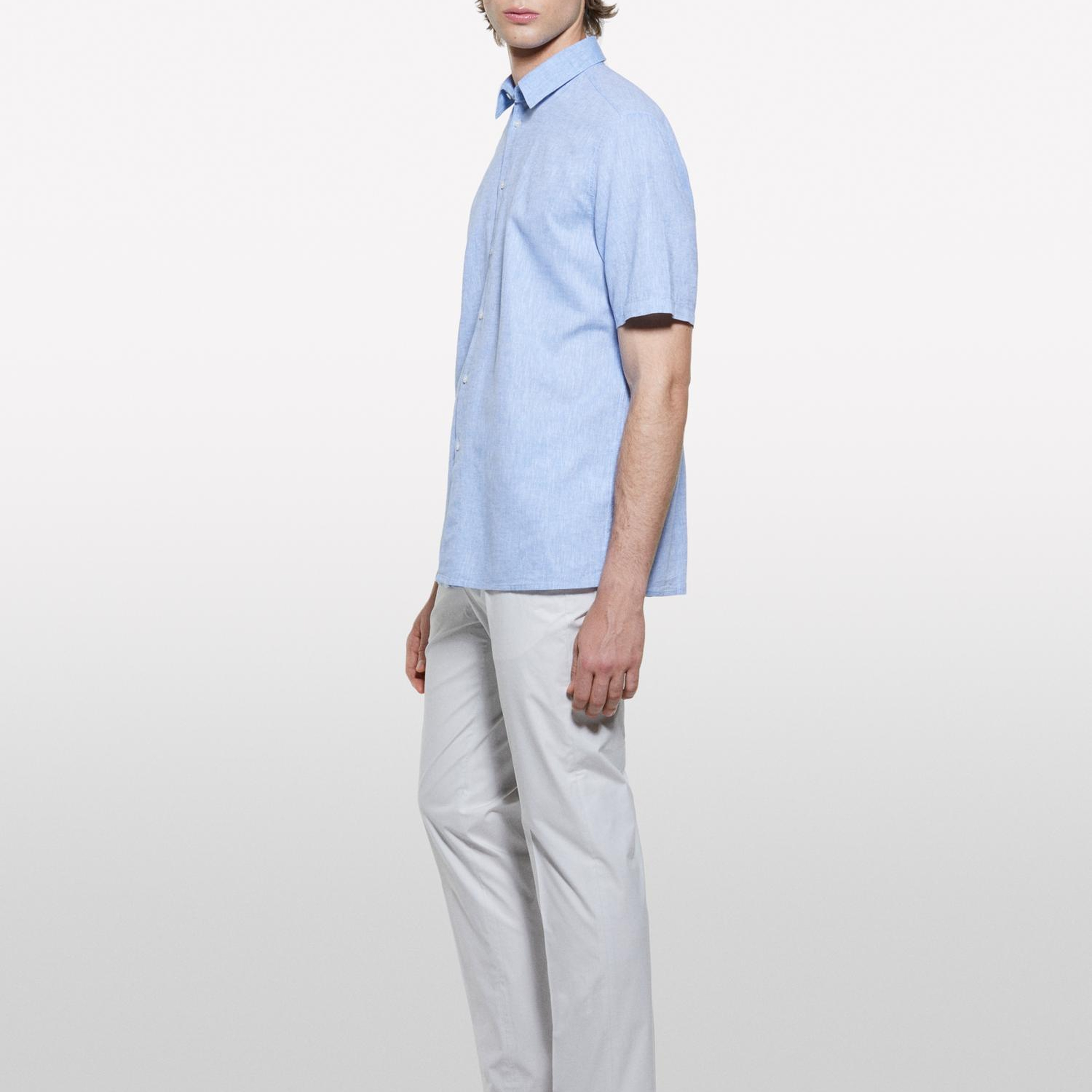 Erkek Açık Gri Pamuk Karışımlı Slim Comfort Fit Paraşüt Kanvas Pantolon