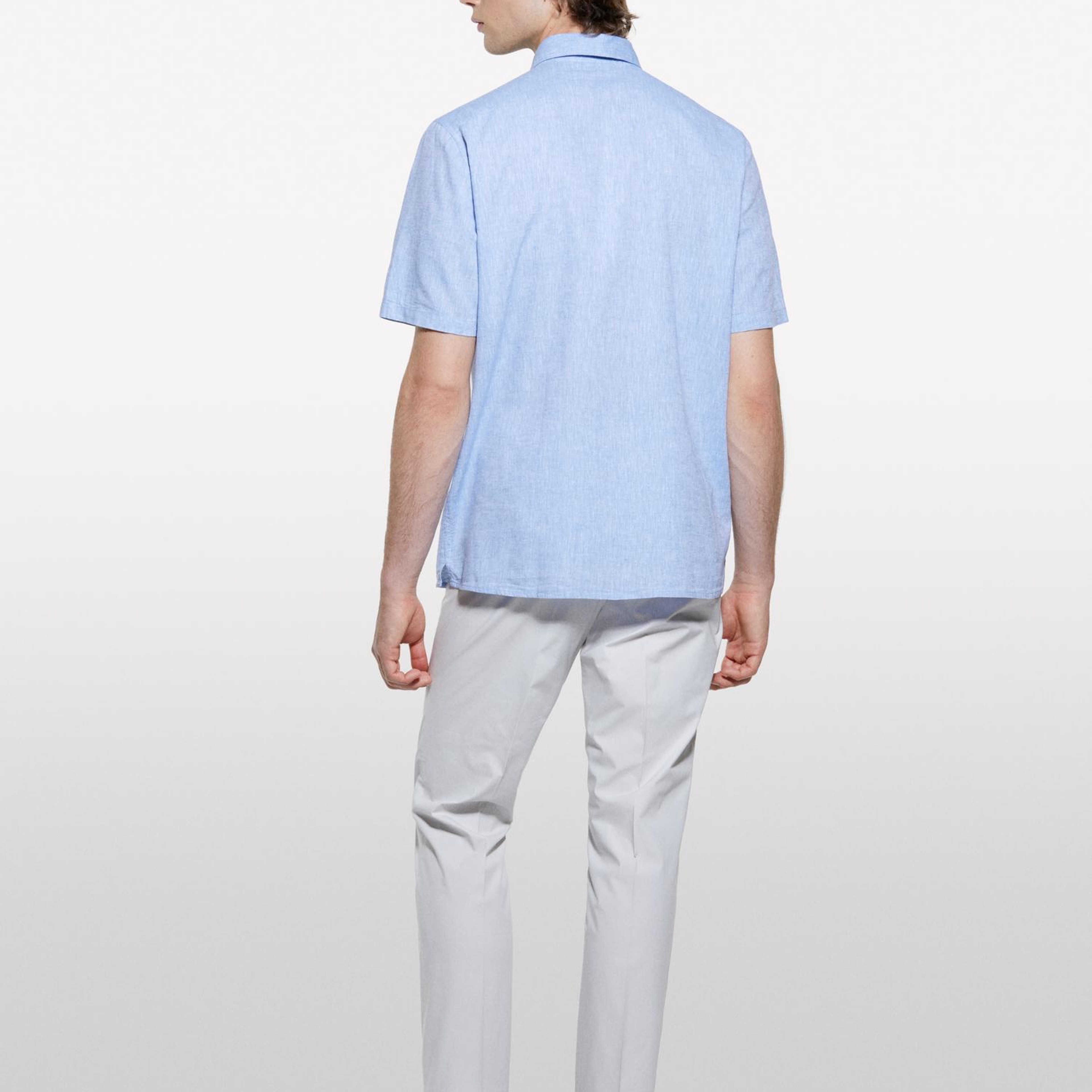 Erkek Açık Gri Pamuk Karışımlı Slim Comfort Fit Paraşüt Kanvas Pantolon