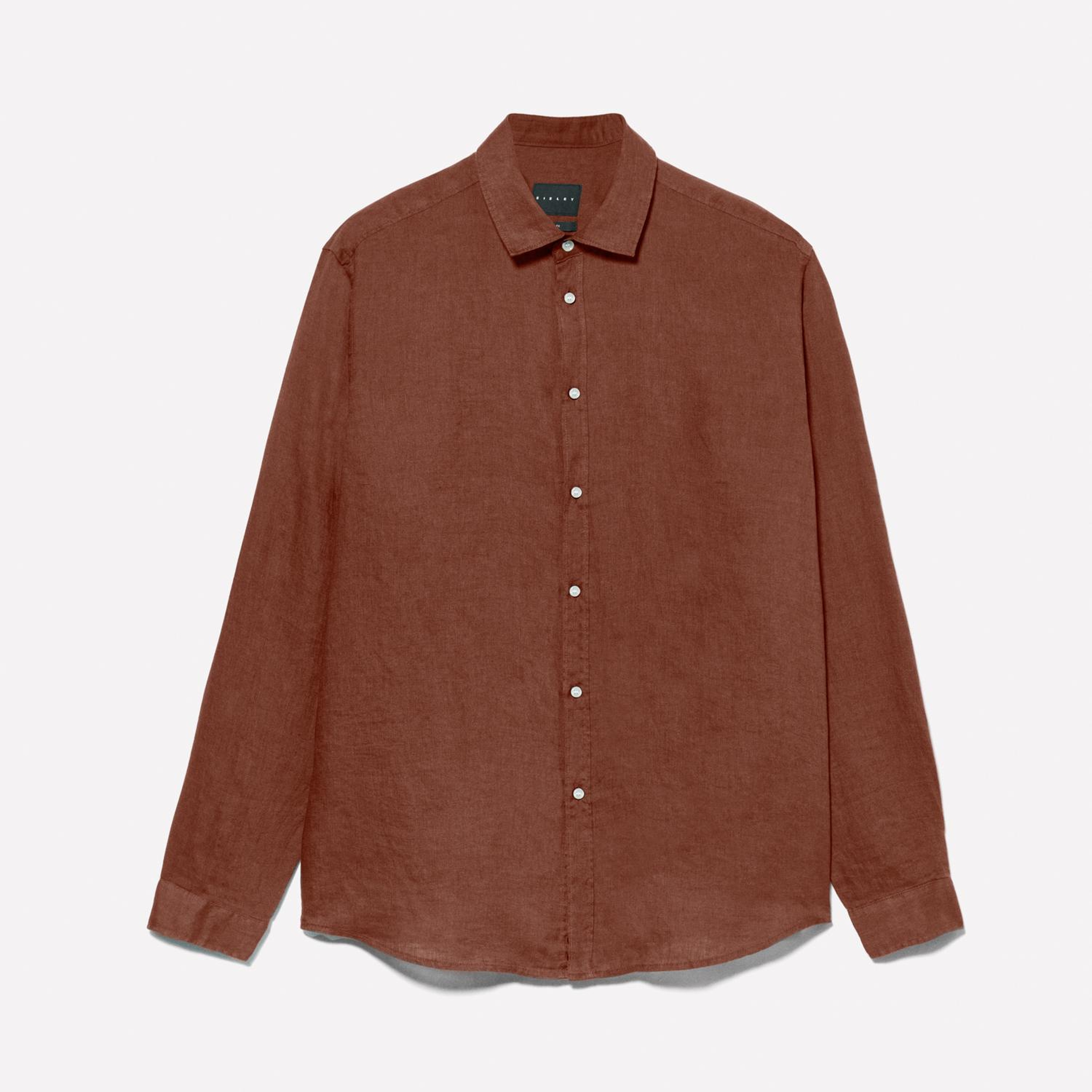 Erkek Kahverengi %100 Keten Regular Fit Gömlek