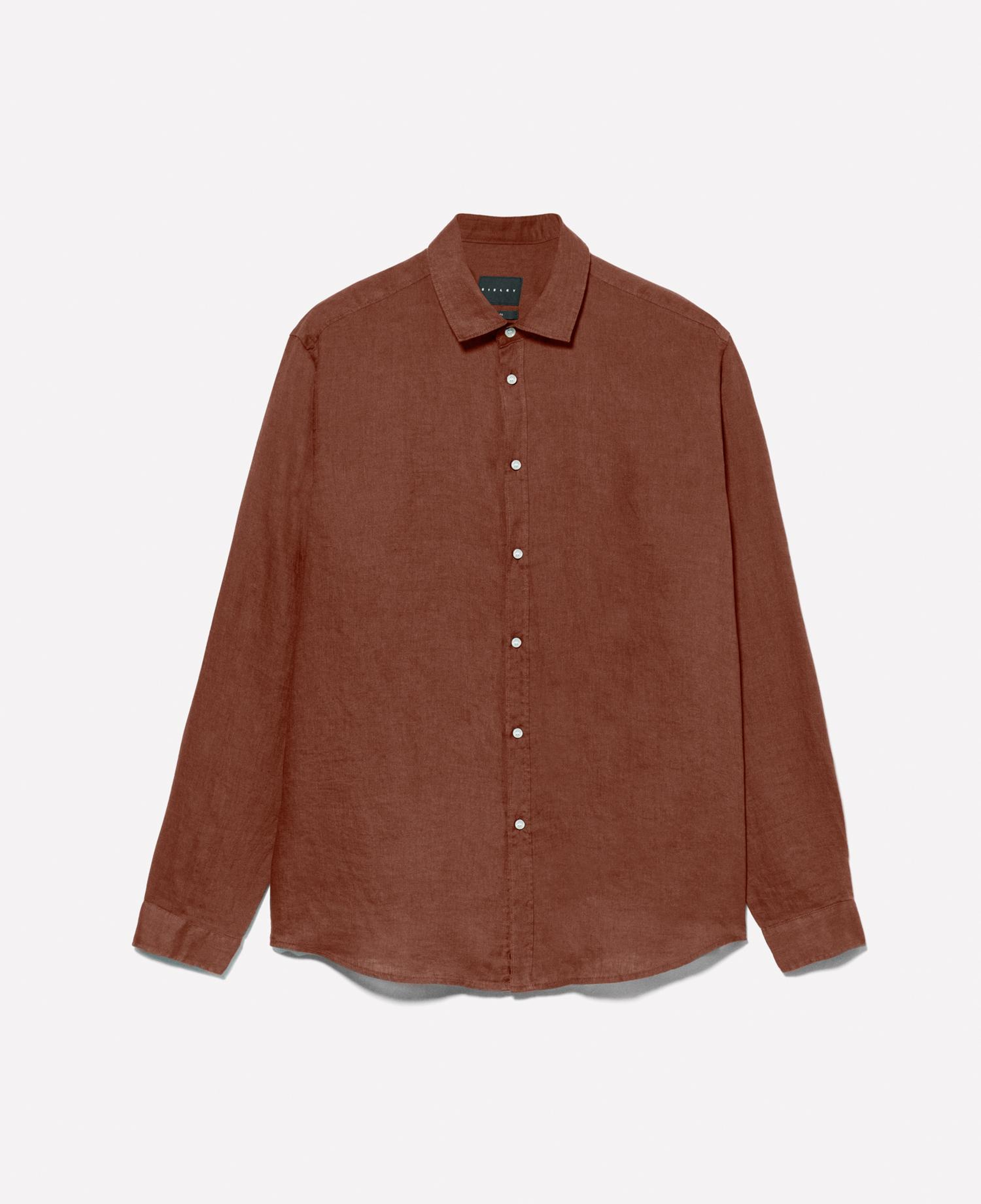 Erkek Kahverengi %100 Keten Regular Fit Gömlek