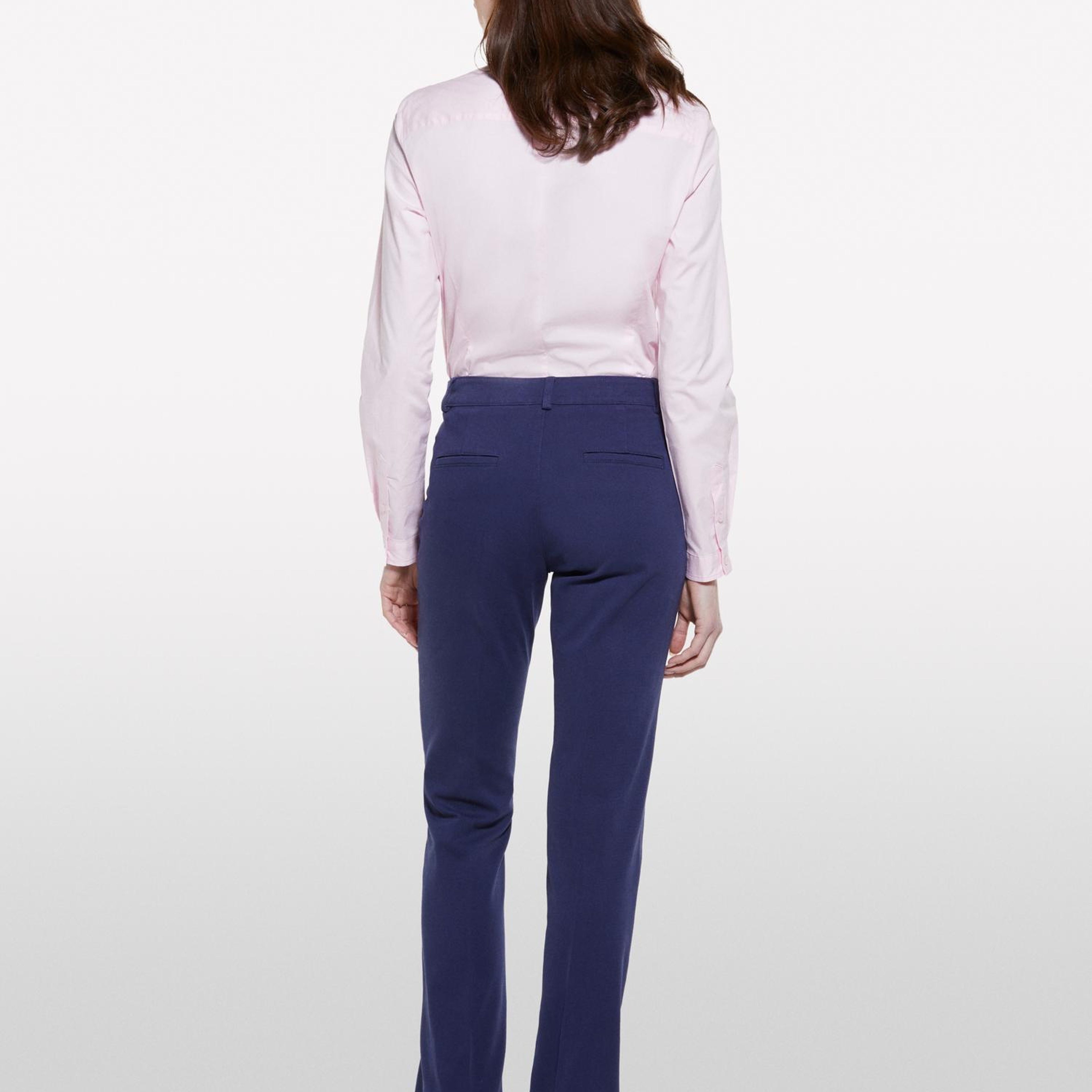 Kadın Açık Pembe Streç Pamuklu Pens Detaylı Slim Fit Gömlek
