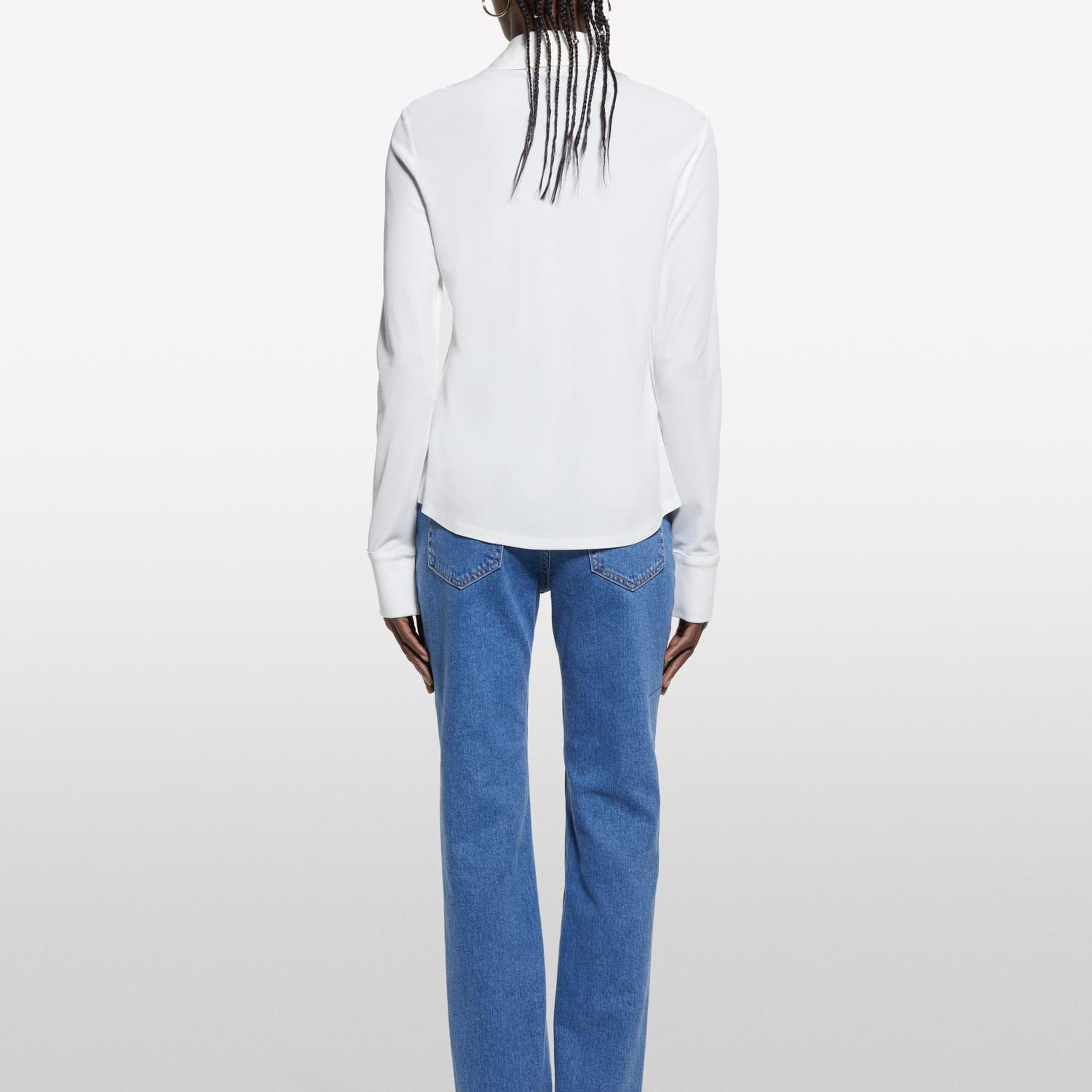 Kadın Bej %100 Viskoz Manşetli Metal Düğmeli Dik Yaka Slim Fit Gömlek