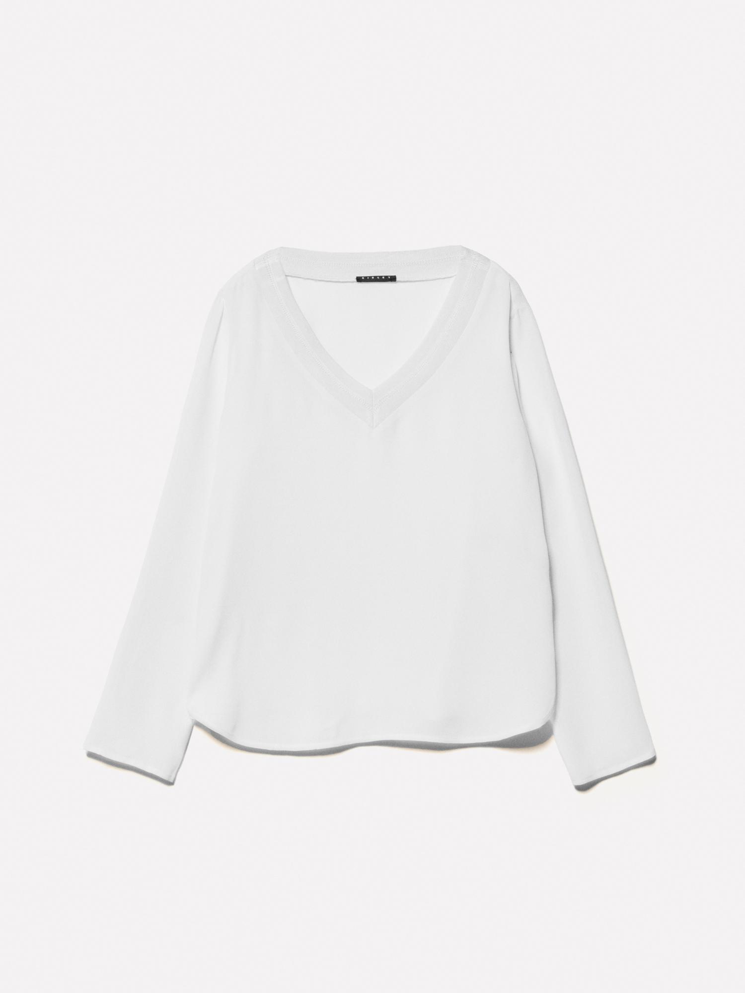 Kadın Bej %100 Viskoz Ajur Motifli V Yaka Örme Bluz