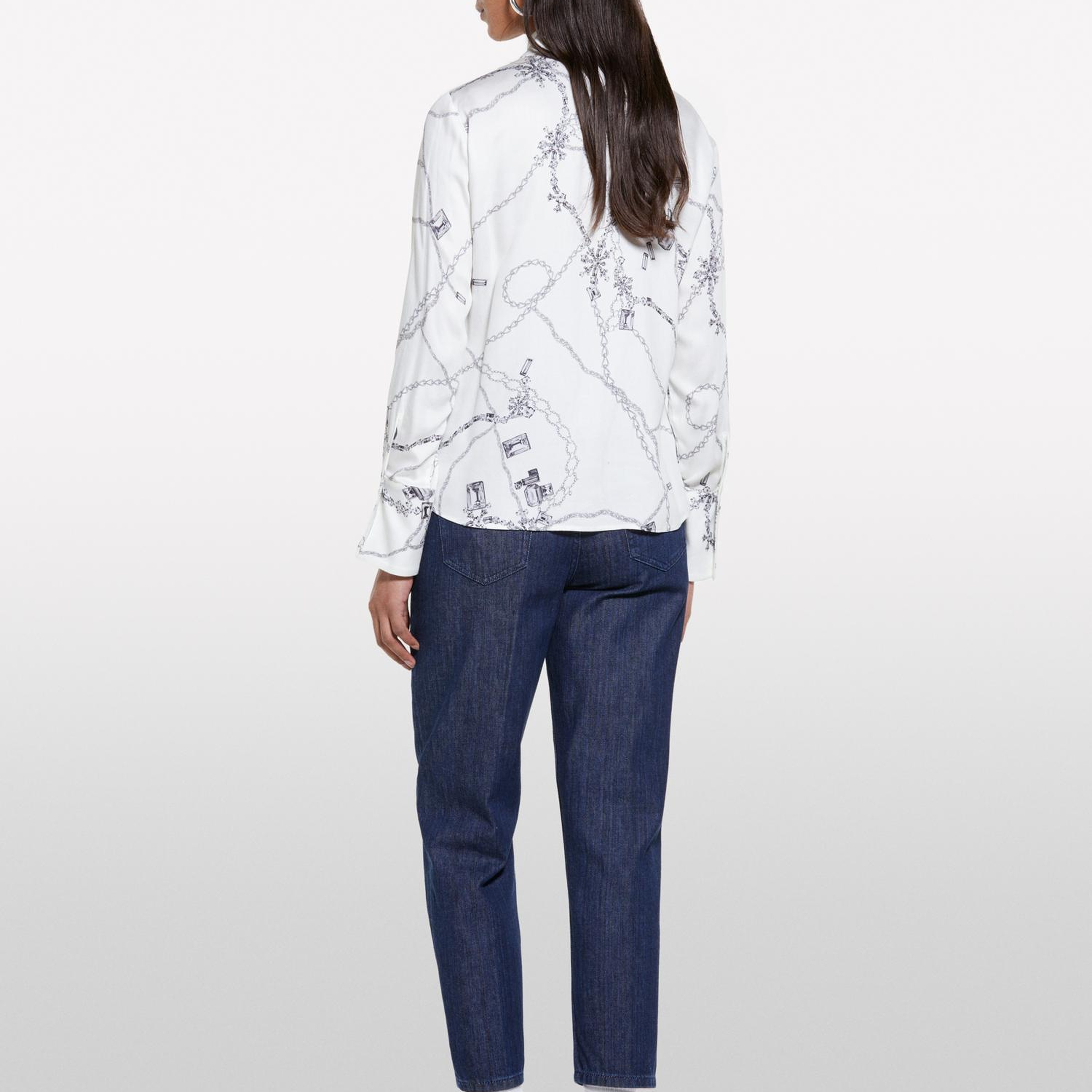 Kadın Krem Mix %100 Viskoz Desenli Regular Fit Gömlek