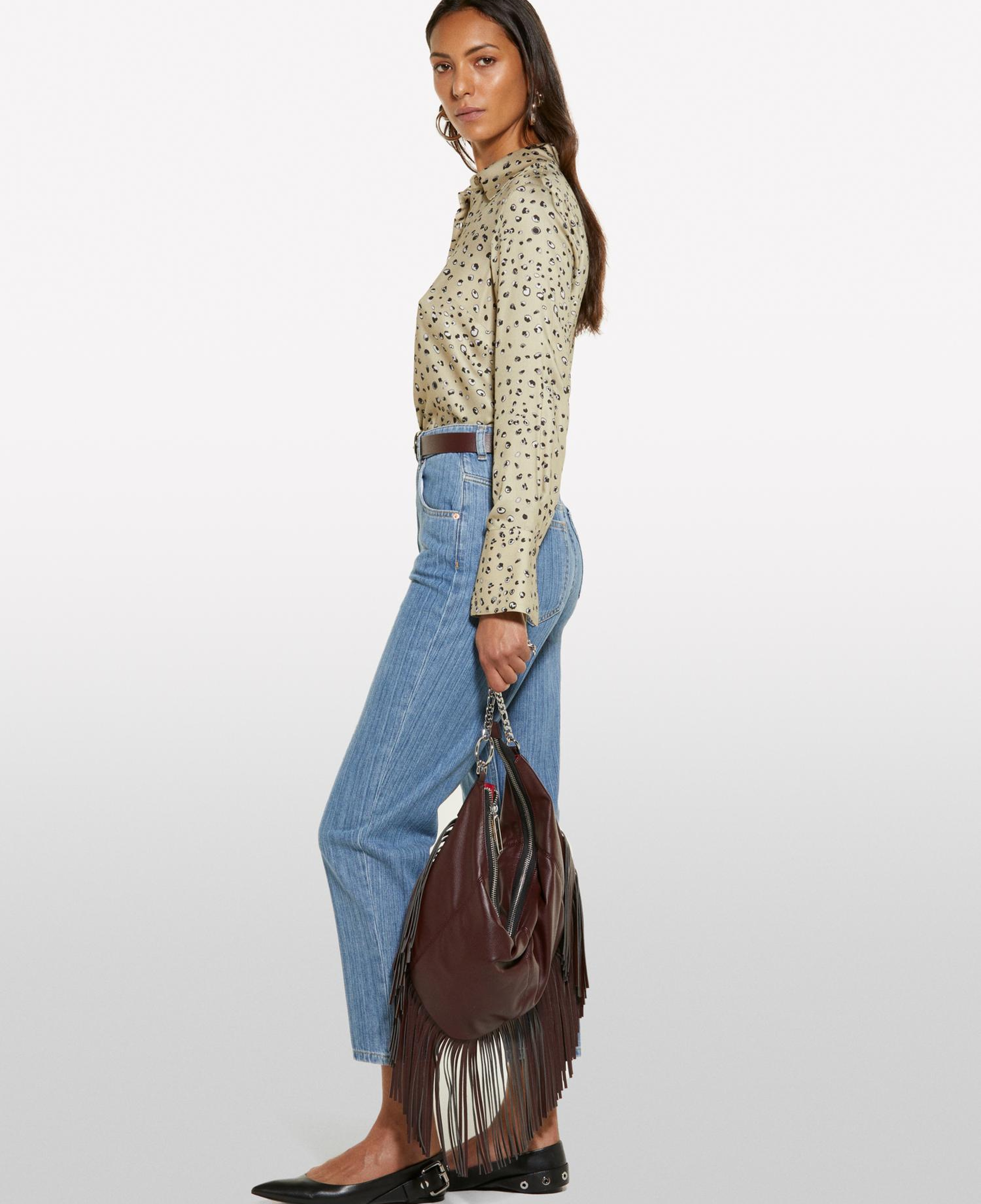 Kadın Beyaz Mix %100 Viskoz Desenli Regular Fit Gömlek