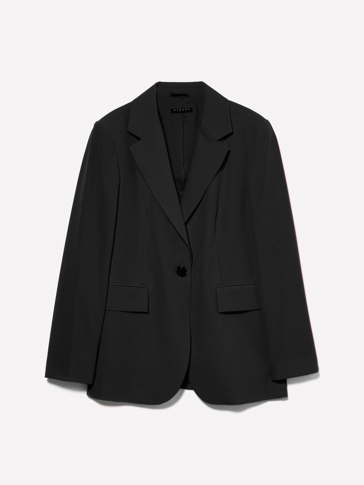 Kadın Siyah Streç Viskozlu Tek Düğmeli Regular Fit Blazer Ceket